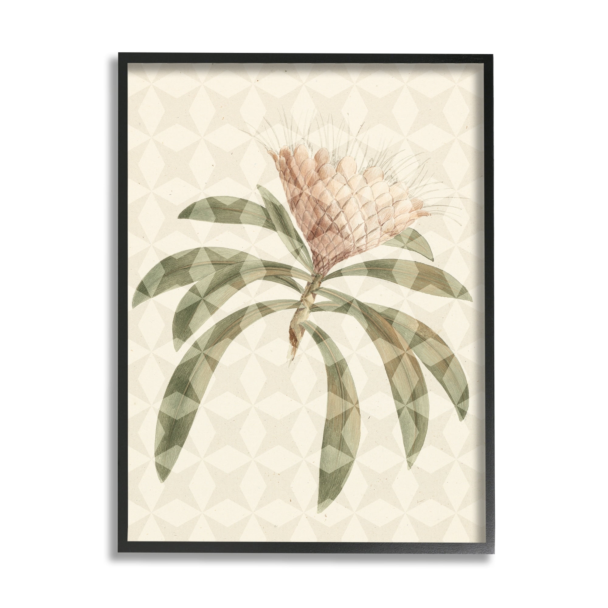 Stupell Industries Natural Geometric Patterned Plant Green Leaves Blossom Framed Wall Art, 24 x 30, Design by Lil' Rue