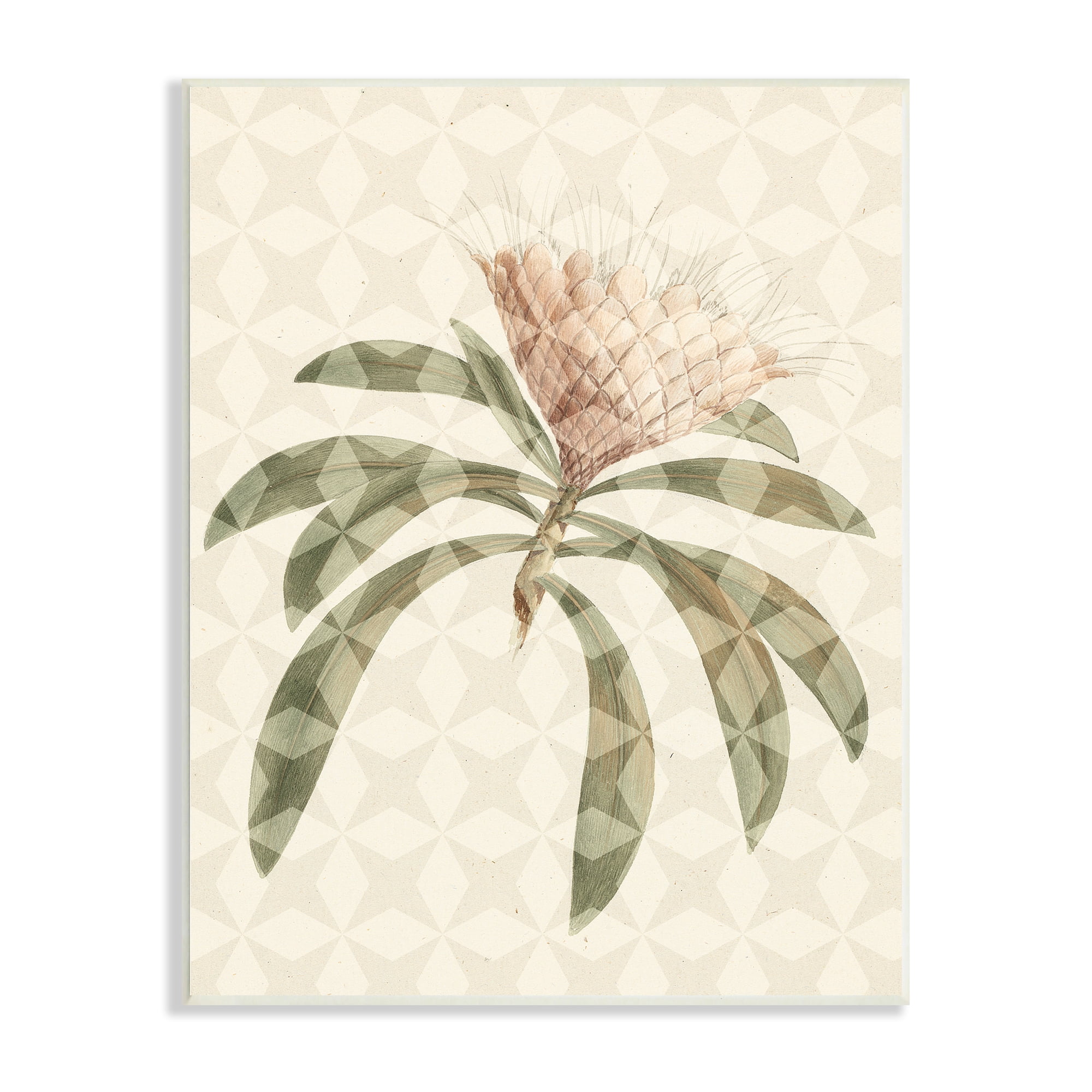 Stupell Industries Natural Geometric Patterned Plant Green Leaves Blossom Wood Wall Art, 10 x 15, Design by Lil' Rue