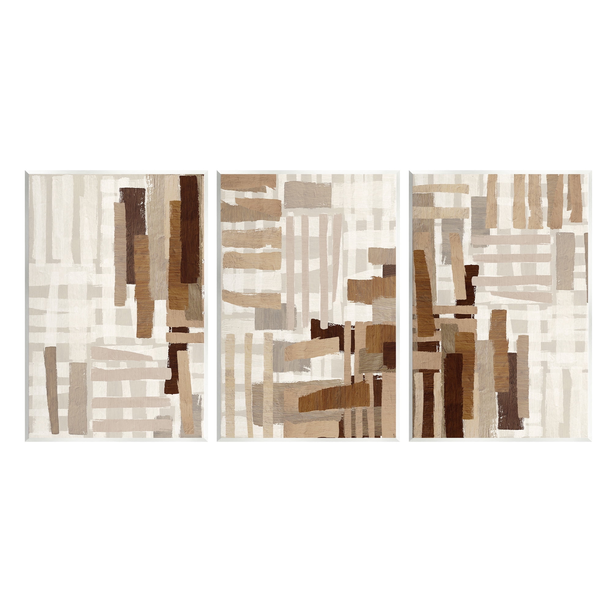 Stupell Industries Natural Hatched Patterns Abstract Painting Unframed Art Print Wall Art, 10 x 15, Set of 3