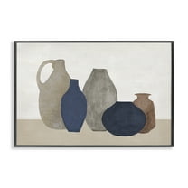 Stupell Industries Natural Hued Vases Abstract Painting Black Framed Art Print Wall Art, 18 x 12
