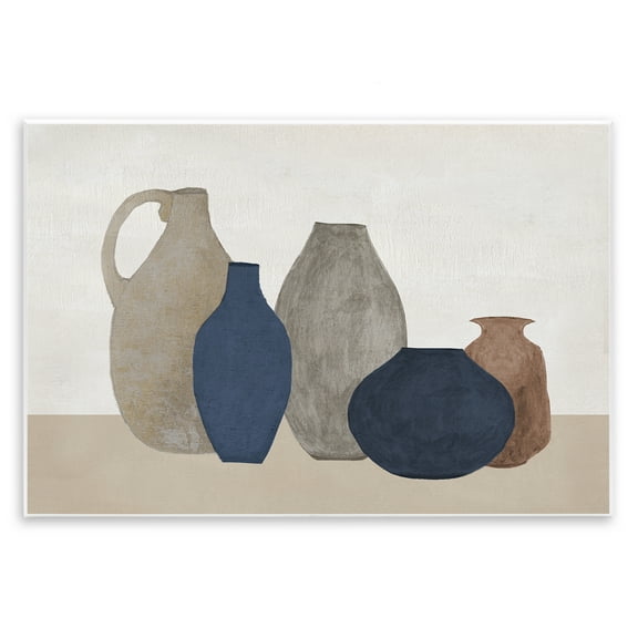 Stupell Industries Natural Hued Vases Abstract Painting Unframed Art Print Wall Art, 15 x 10