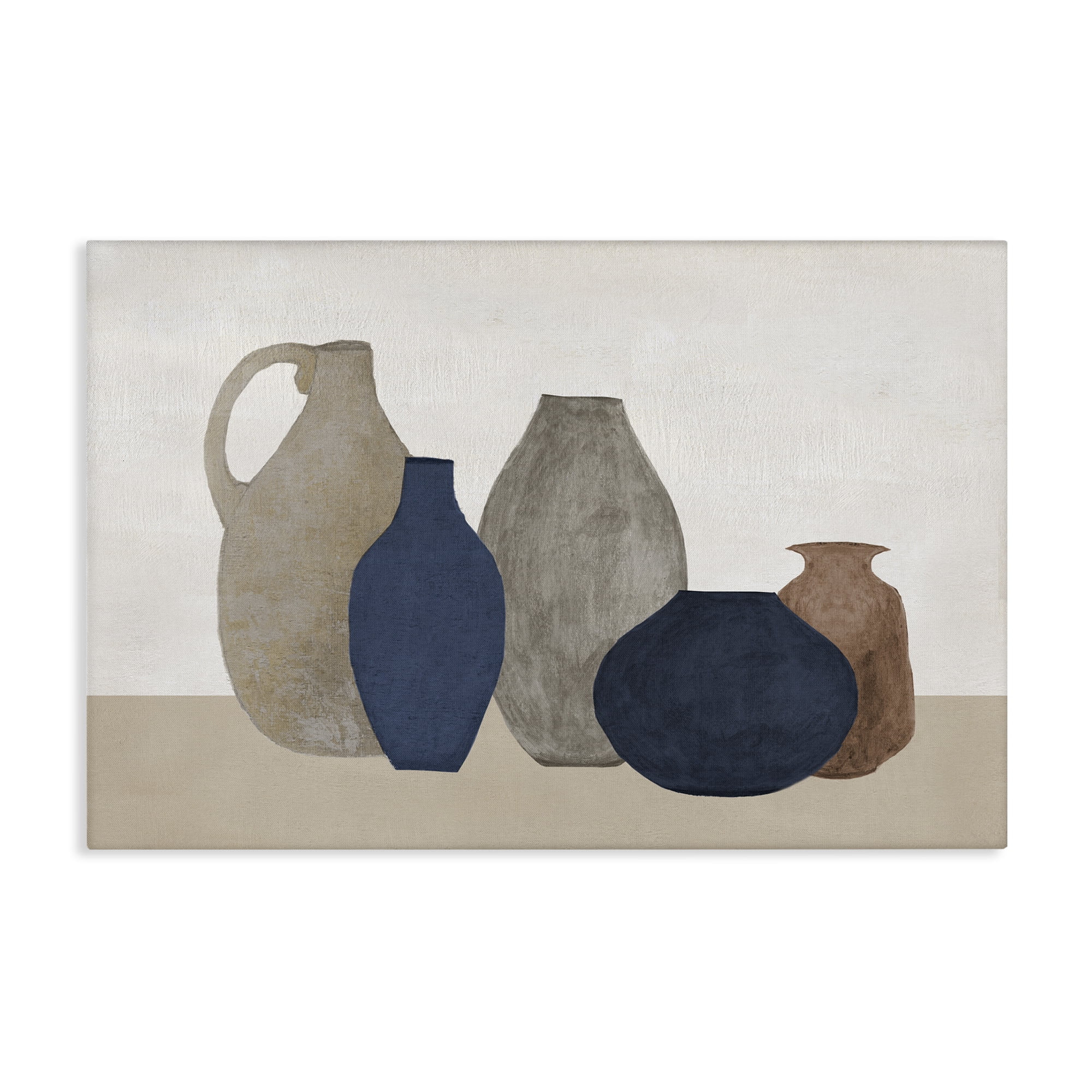 Stupell Industries Natural Hued Vases Abstract Painting Wrapped Canvas Art Print Wall Art, 30 x 20