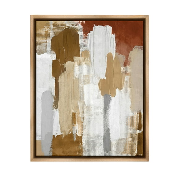 Stupell Industries Natural Hues Brush Strokes Abstract Painting Brown Floater Framed Canvas Art Print Wall Art, 25 x 31