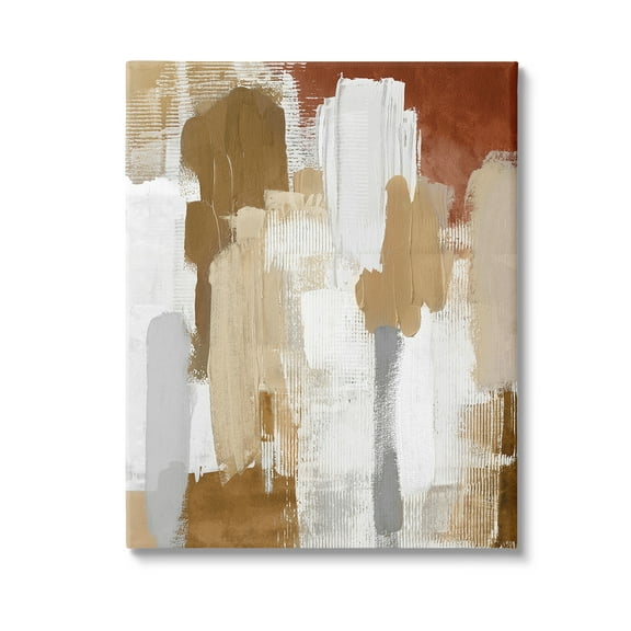 Stupell Industries Natural Hues Brush Strokes Abstract Painting Gallery Wrapped Canvas Art Print Wall Art, 16 x 20