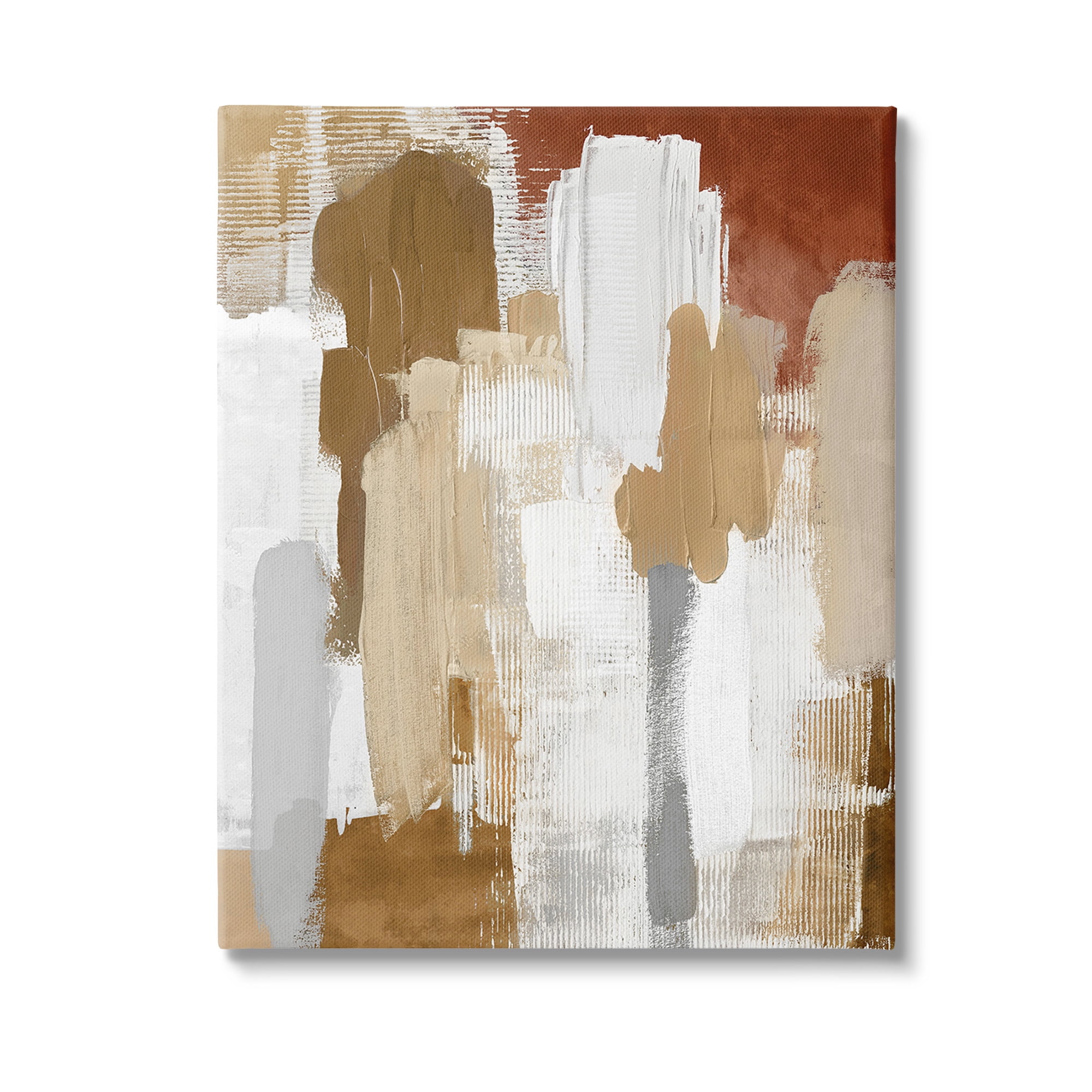 Stupell Industries Natural Hues Brush Strokes Abstract Painting Gallery Wrapped Canvas Art Print Wall Art, 24 x 30