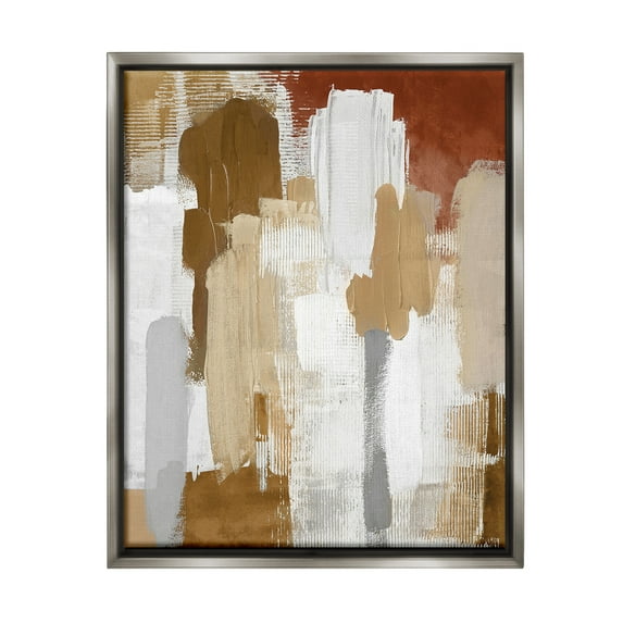 Stupell Industries Natural Hues Brush Strokes Abstract Painting Gray Floater Framed Canvas Art Print Wall Art, 17 x 21
