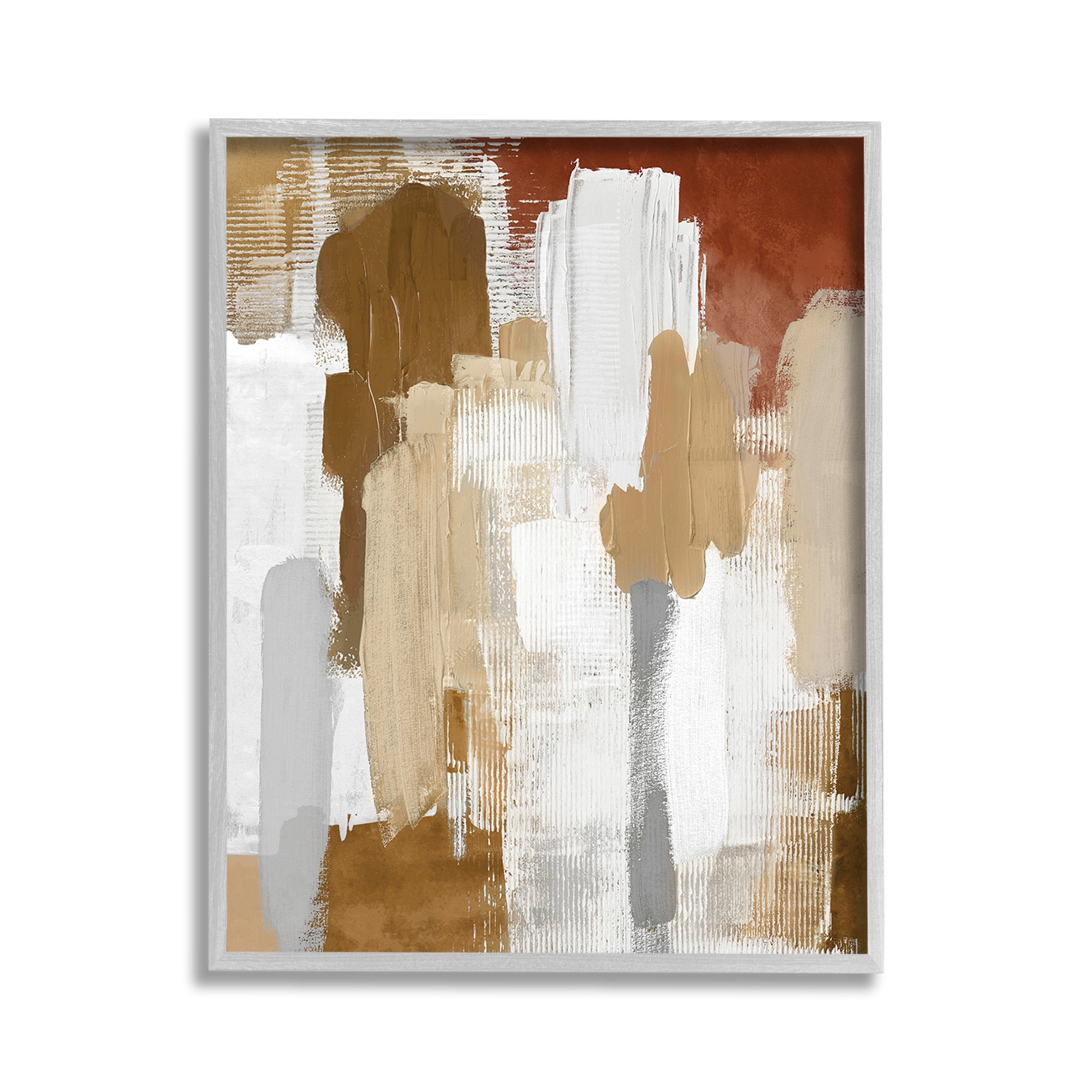 Stupell Industries Natural Hues Brush Strokes Abstract Painting Gray Framed Art Print Wall Art, 11 x 14