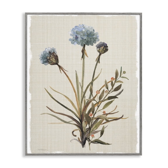 Stupell Industries Natural Hydrangea Buds Floral Painting Gray Framed Art Print Wall Art, 11 x 14