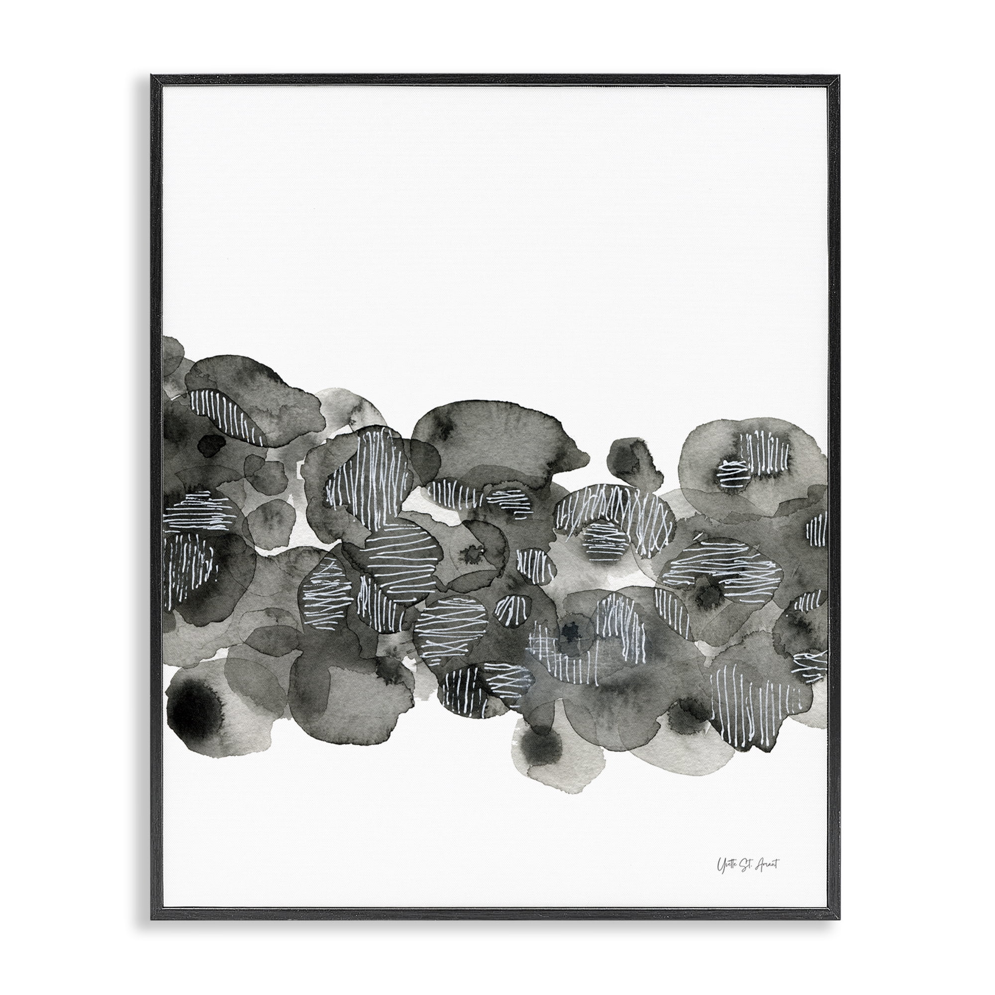 Stupell Industries Natural Kindling Impression Abstract Painting Black Framed Art Print Wall Art, 16 x 20