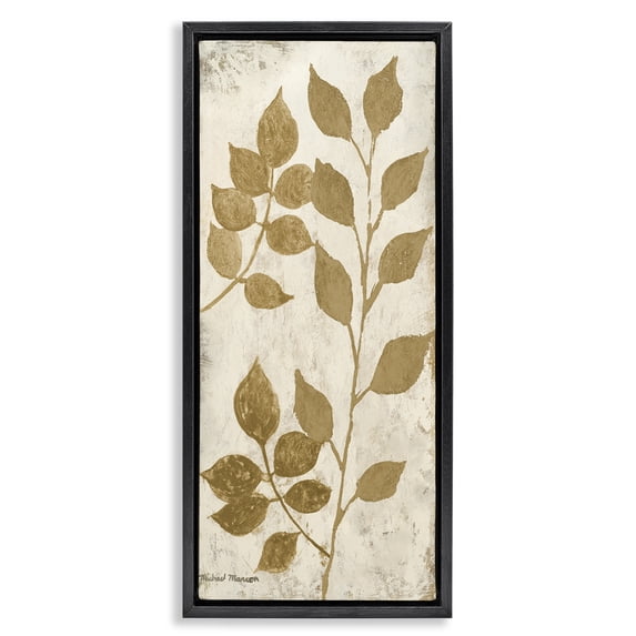 Stupell Industries Glam Natural Leaves Overlap Black Floating Frame Canvas Art, 11 x 25, by Michael Marcon