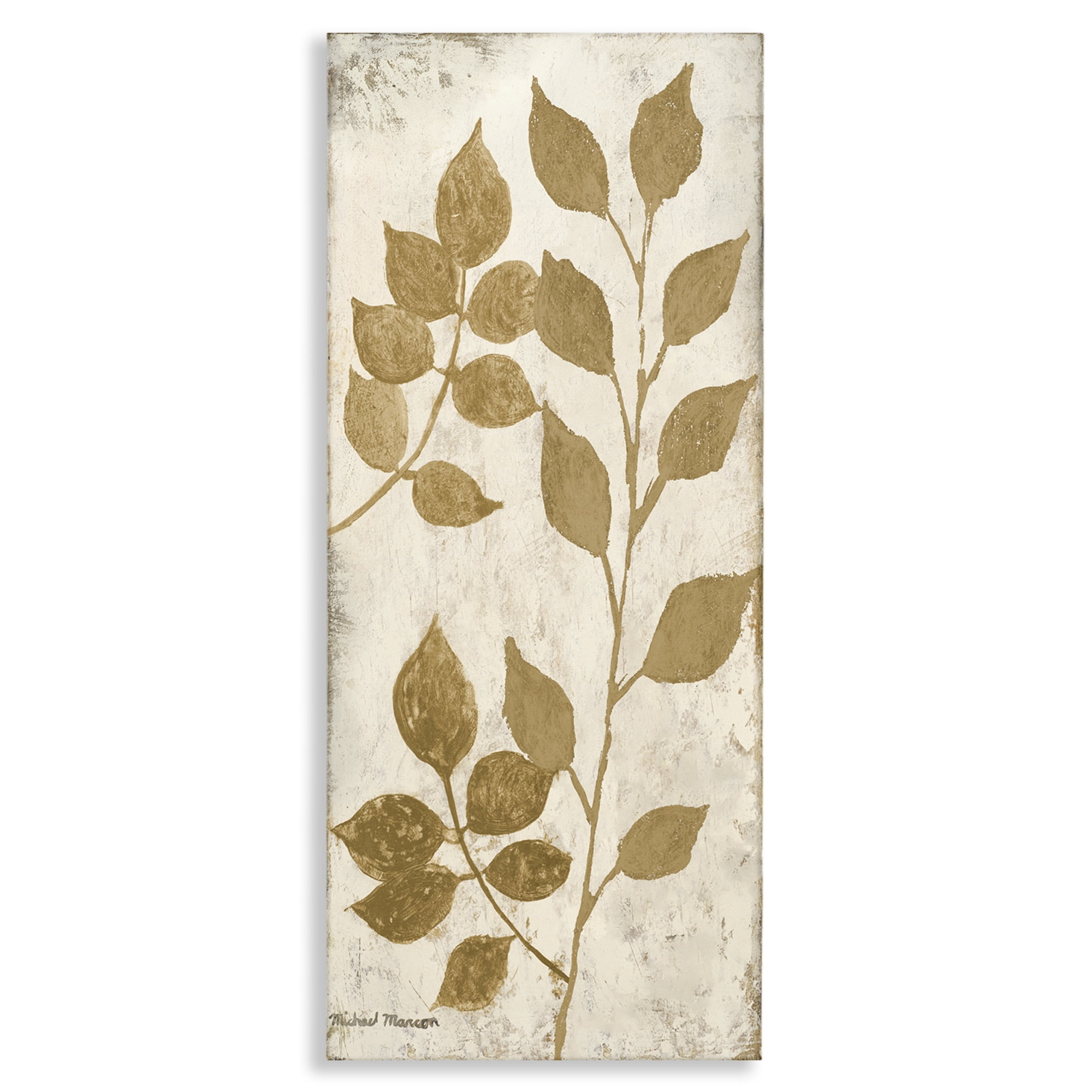Stupell Industries Natural Leaves Overlap Plants & Flowers Painting Wrapped Canvas Art Print Wall Art, 10 x 24