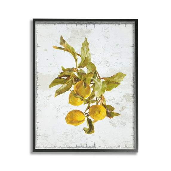 Stupell Industries Natural Lemon Branch Food & Beverage Painting Black Framed Art Print Wall Art, 11 x 14