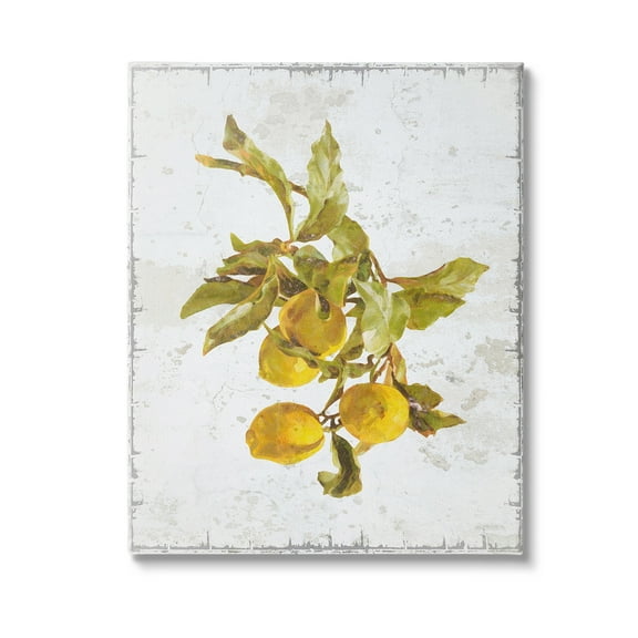 Stupell Industries Natural Lemon Branch Food & Beverage Painting Gallery Wrapped Canvas Art Print Wall Art, 16 x 20