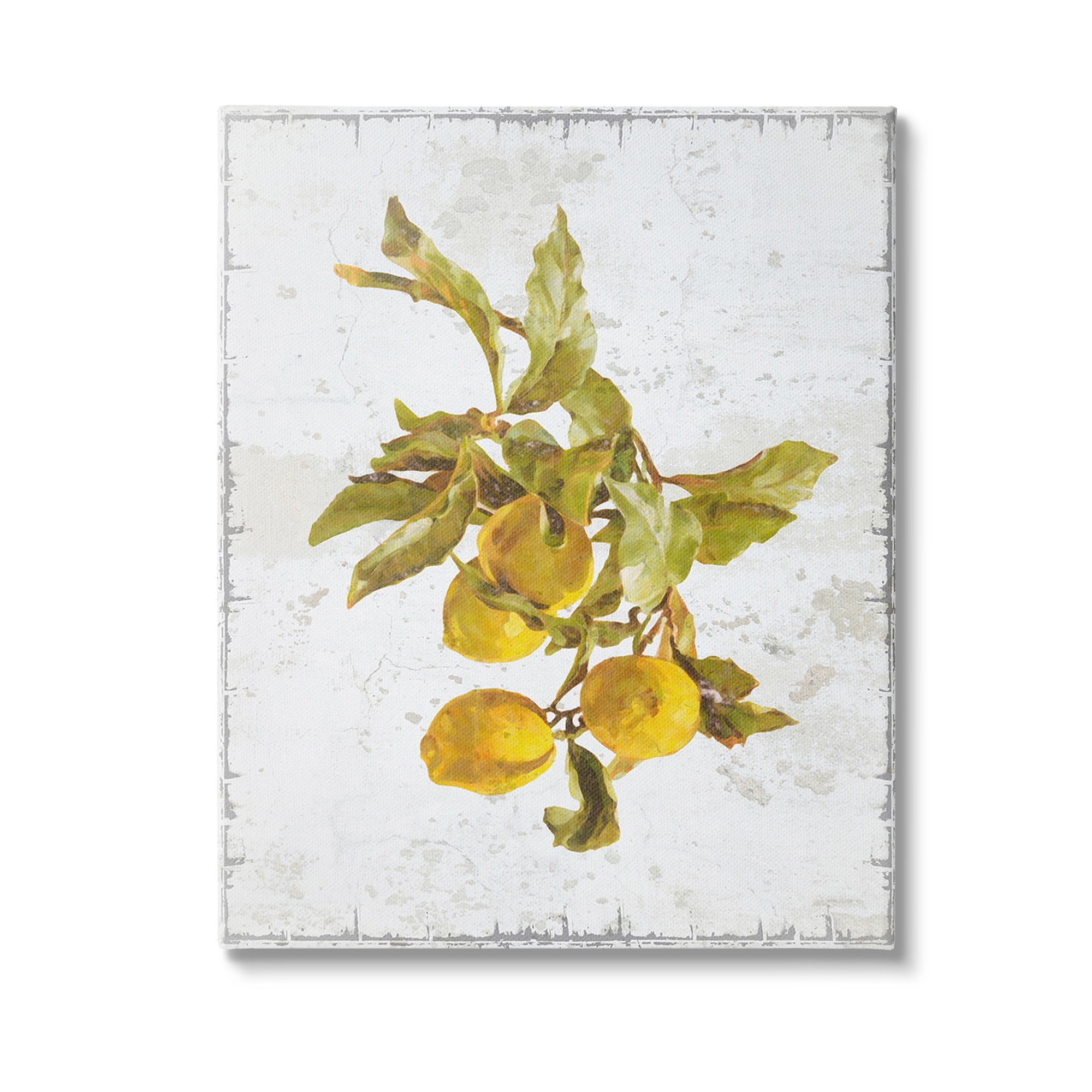 Stupell Industries Natural Lemon Branch Food & Beverage Painting Gallery Wrapped Canvas Art Print Wall Art, 36 x 48