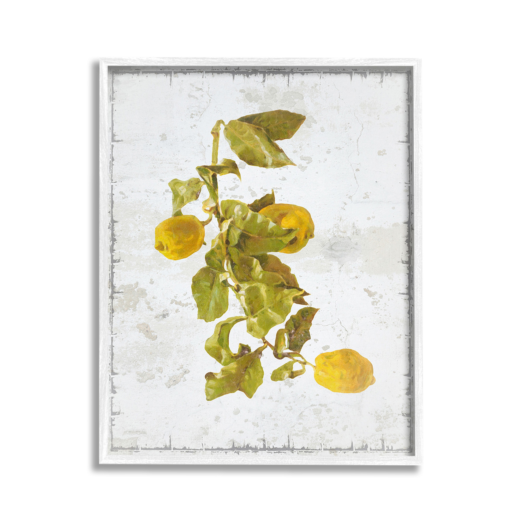 Stupell Industries Natural Lemon Fruits Food & Beverage Painting White Framed Art Print Wall Art, 11 x 14