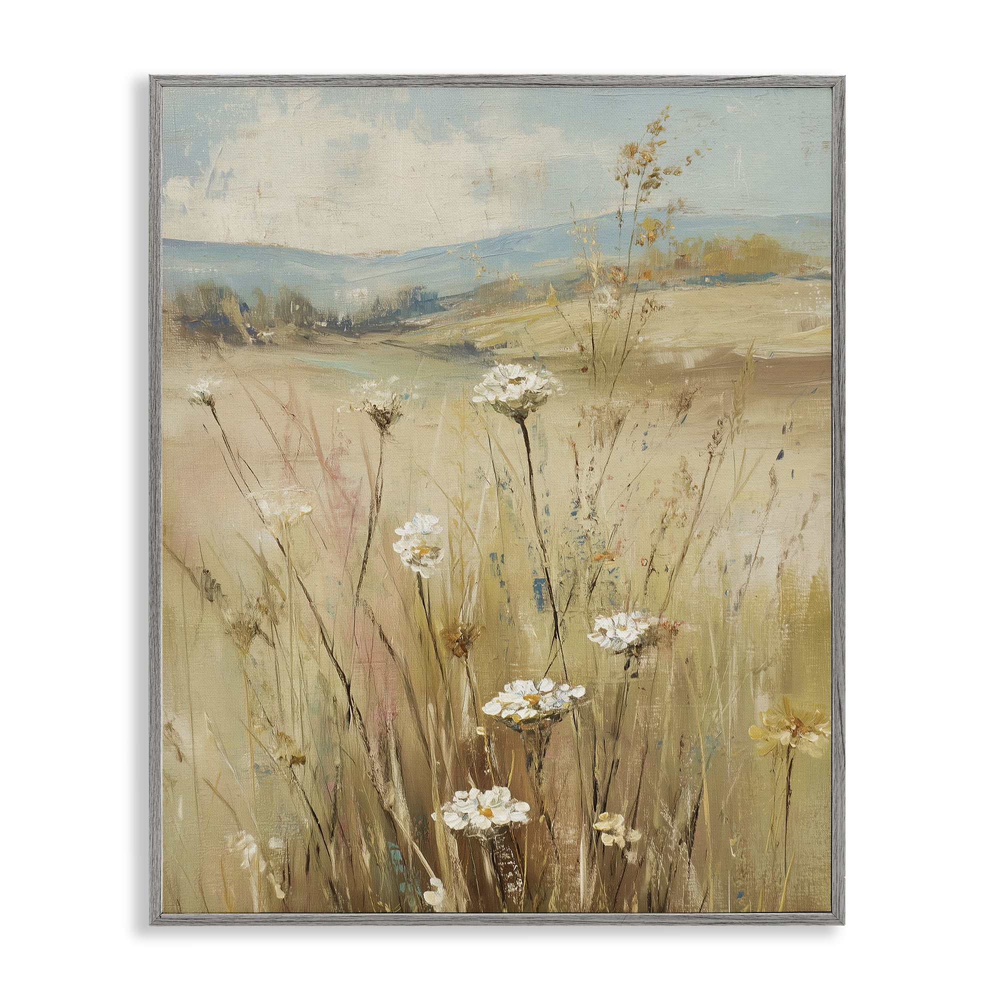 Stupell Industries Natural Lush Hillside Blooms Gray Framed Giclee Art, design by Svetlana Aleynikova