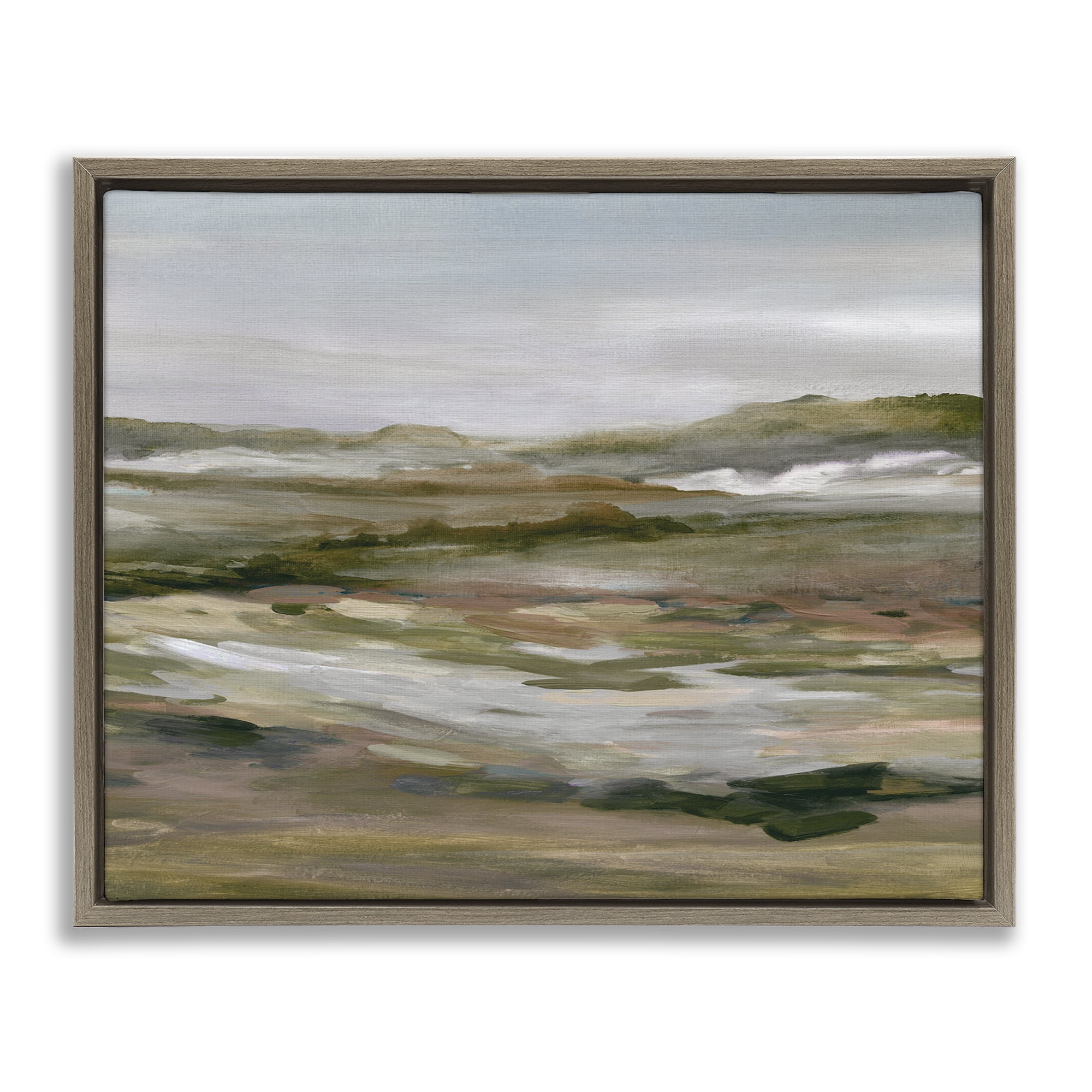 Stupell Industries Natural Meadow Abstract Horizon Brown Framed Floater Canvas Wall Art, design by Carol Robinson
