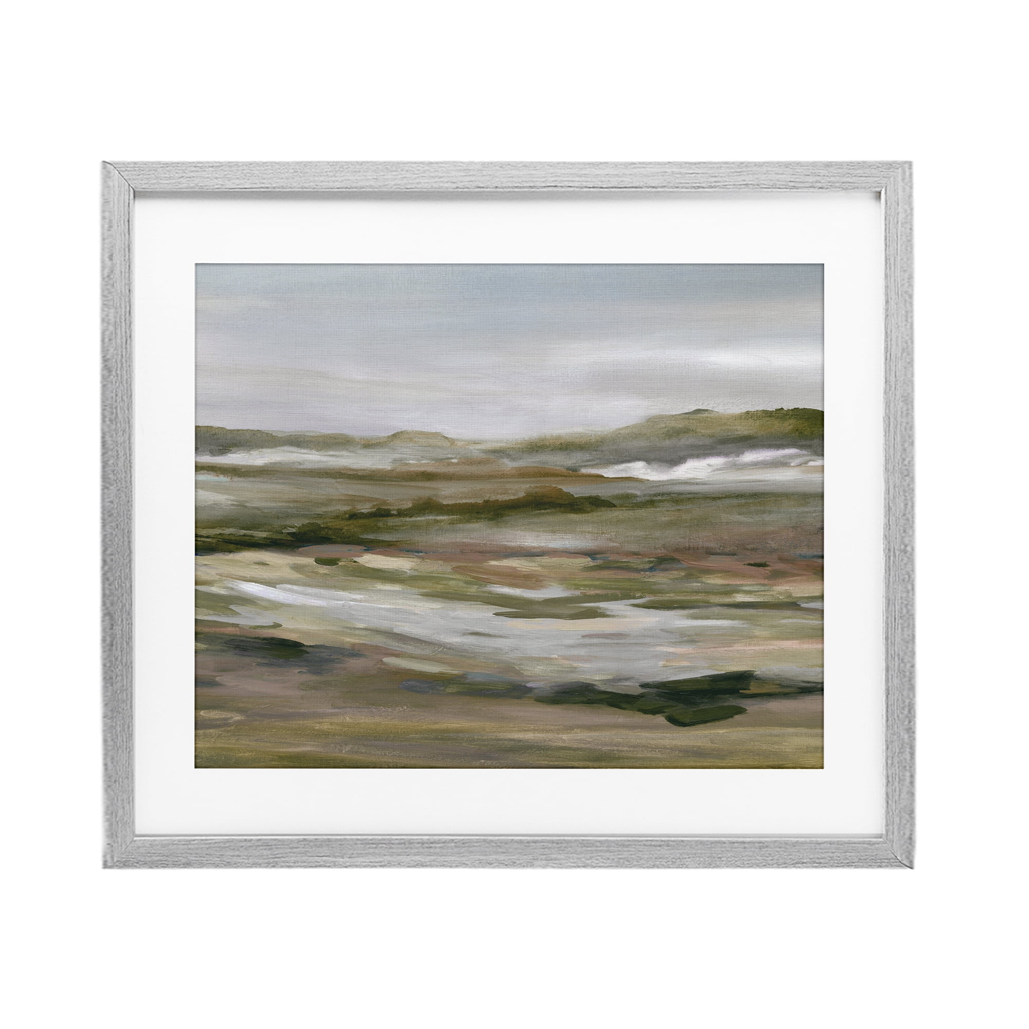 Stupell Industries Natural Meadow Abstract Horizon Gray Framed Print Under Glass, design by Carol Robinson