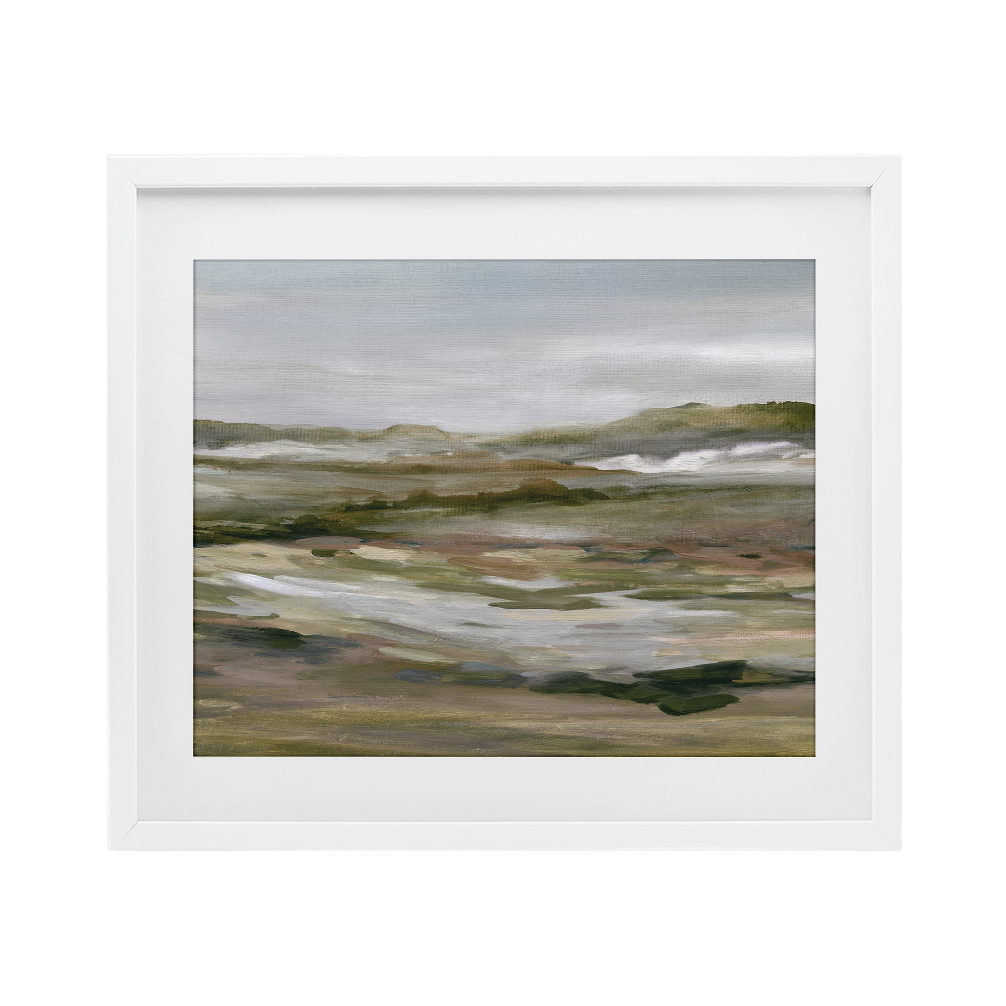 Stupell Industries Natural Meadow Abstract Horizon White Framed Print Under Glass, design by Carol Robinson
