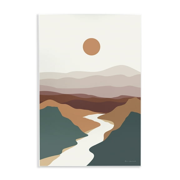 Stupell Industries Natural Mountain Valley Landscape & Nature Painting Unframed Art Print Wall Art, 10 x 15