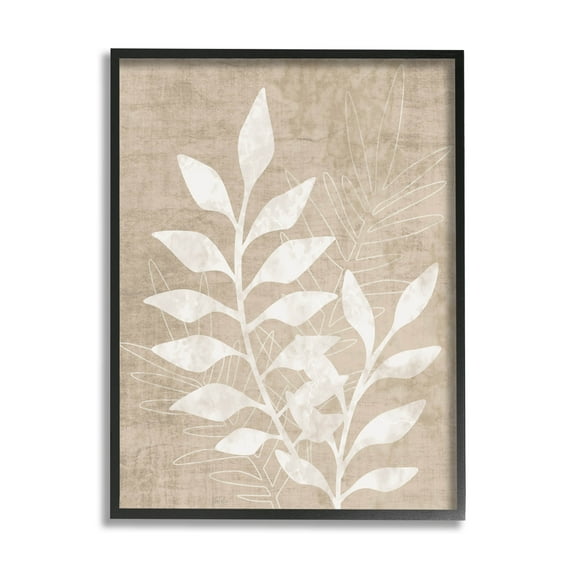 Stupell Industries Natural Neutral Botanical Leaves Graphic Art Black Framed Art Print Wall Art, Design by Natalie Carpentieri