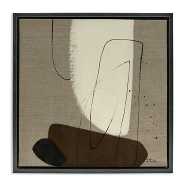 Stupell Industries Natural Oblong Shapes Abstract Painting Black Floater Framed Canvas Art Print Wall Art, 18 x 18