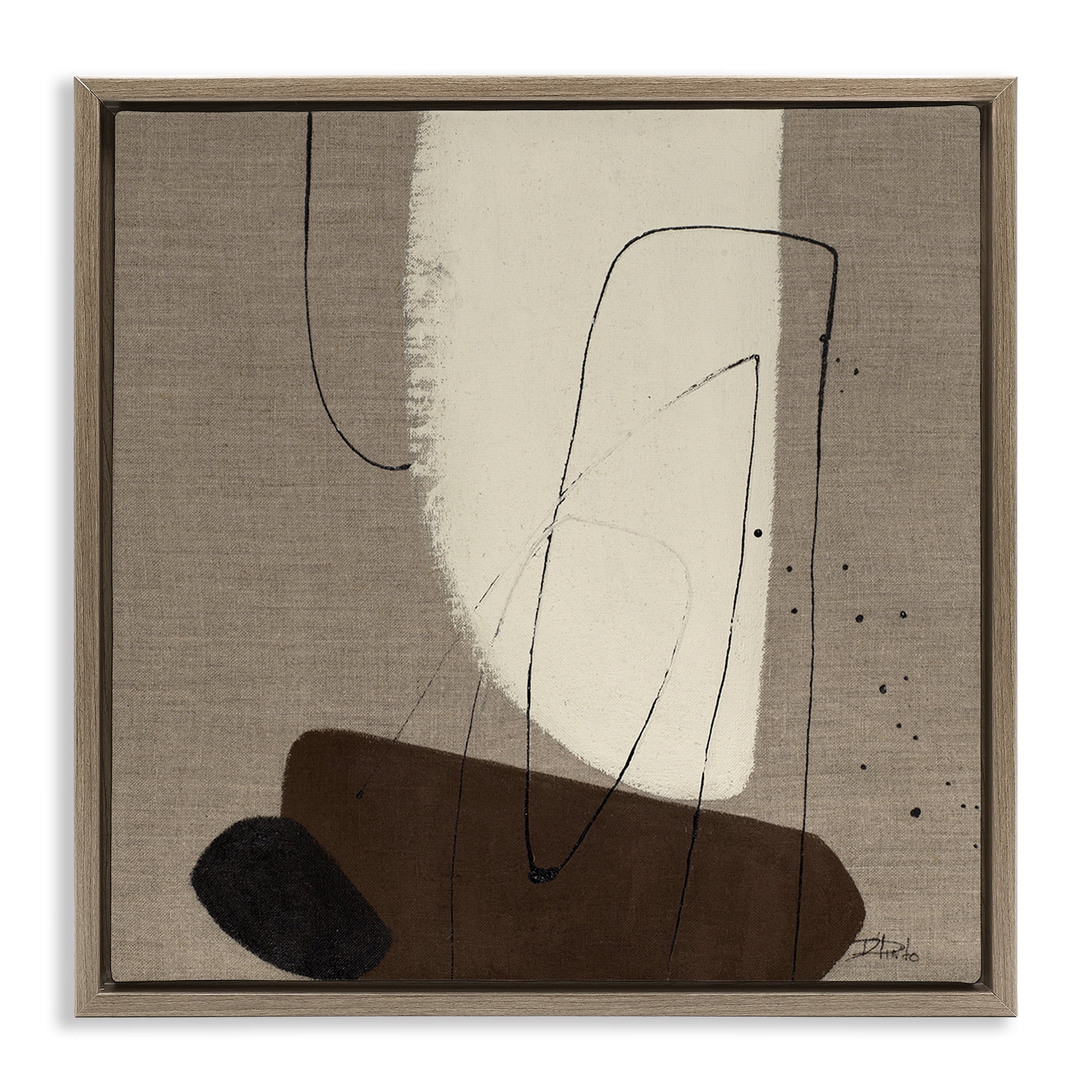 Stupell Industries Natural Oblong Shapes Abstract Painting Brown Floater Framed Canvas Art Print Wall Art, 25 x 25