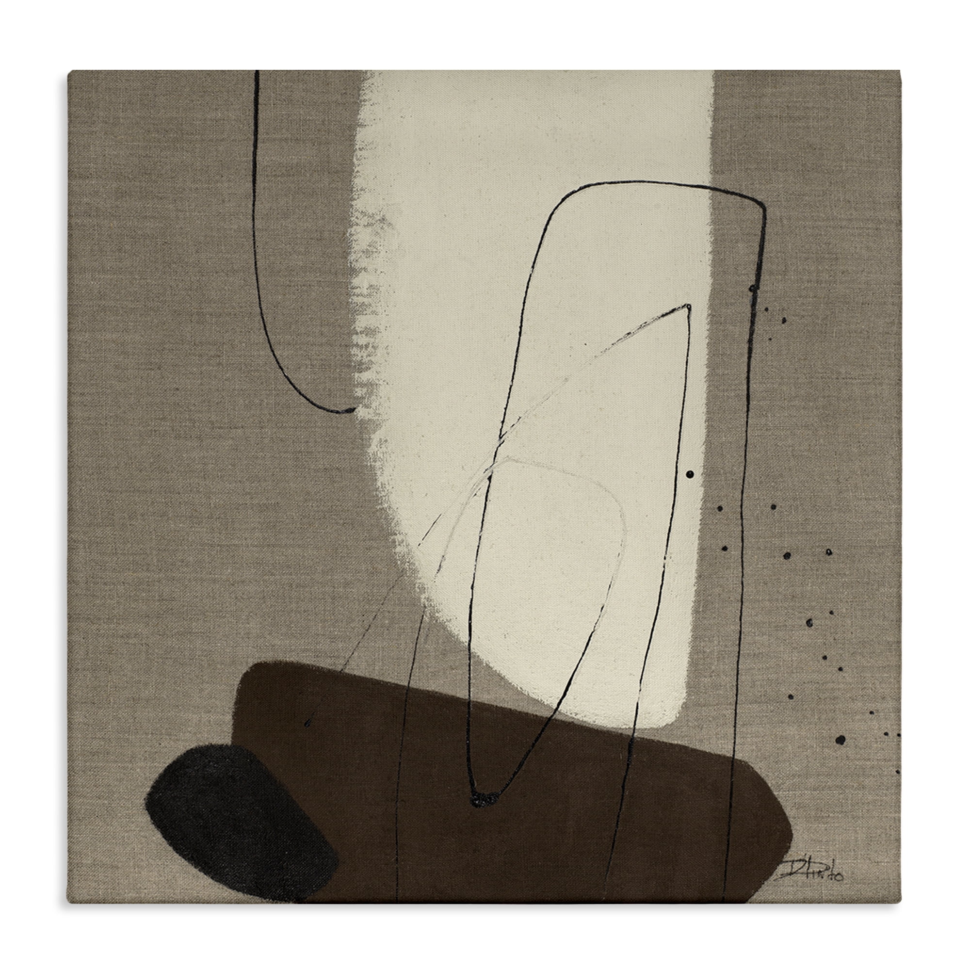Stupell Industries Natural Oblong Shapes Abstract Painting Gallery Wrapped Canvas Art Print Wall Art, 36 x 36
