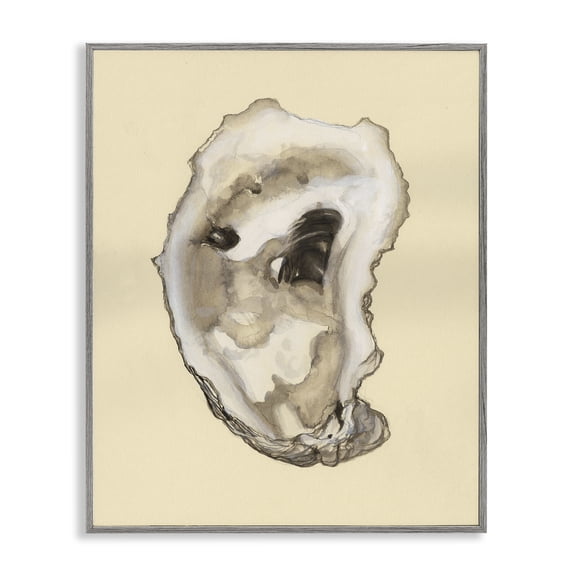 Stupell Industries Natural Oyster Shell Nautical & Beach Painting Gray Framed Art Print Wall Art, 11 x 14