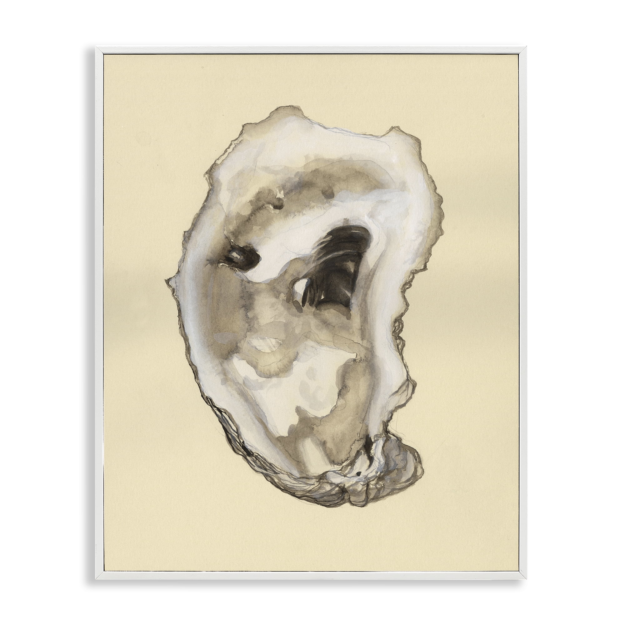 Stupell Industries Natural Oyster Shell Nautical & Beach Painting White Framed Art Print Wall Art, 16 x 20