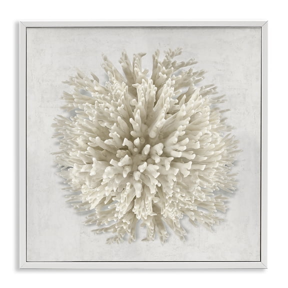 Stupell Industries Natural Round Coral Animals Painting White Framed Art Print Wall Art, 17 x 17