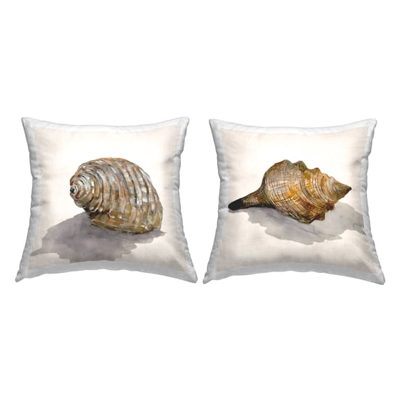 Stupell Industries Natural Seashells with Shadow Decorative Printed Throw Pillow Design by Jacob Q.