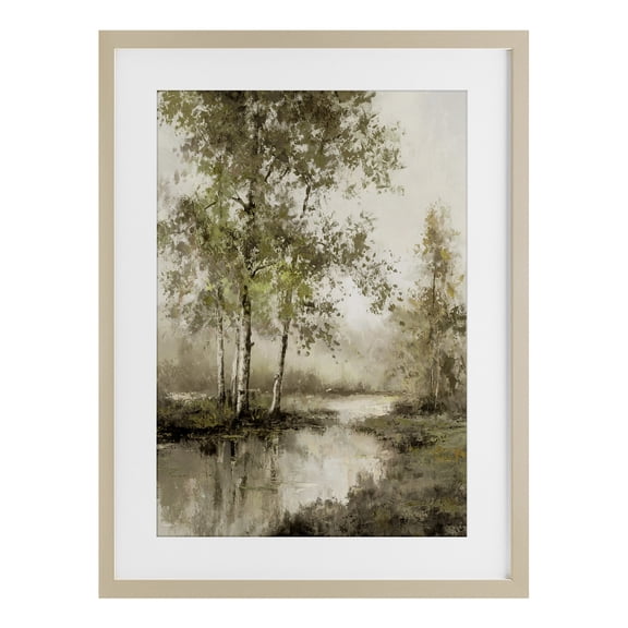 Stupell Industries Natural Spring Forest River Birch Framed Print Under Glass design by T.C. Chiu, 20 x 14