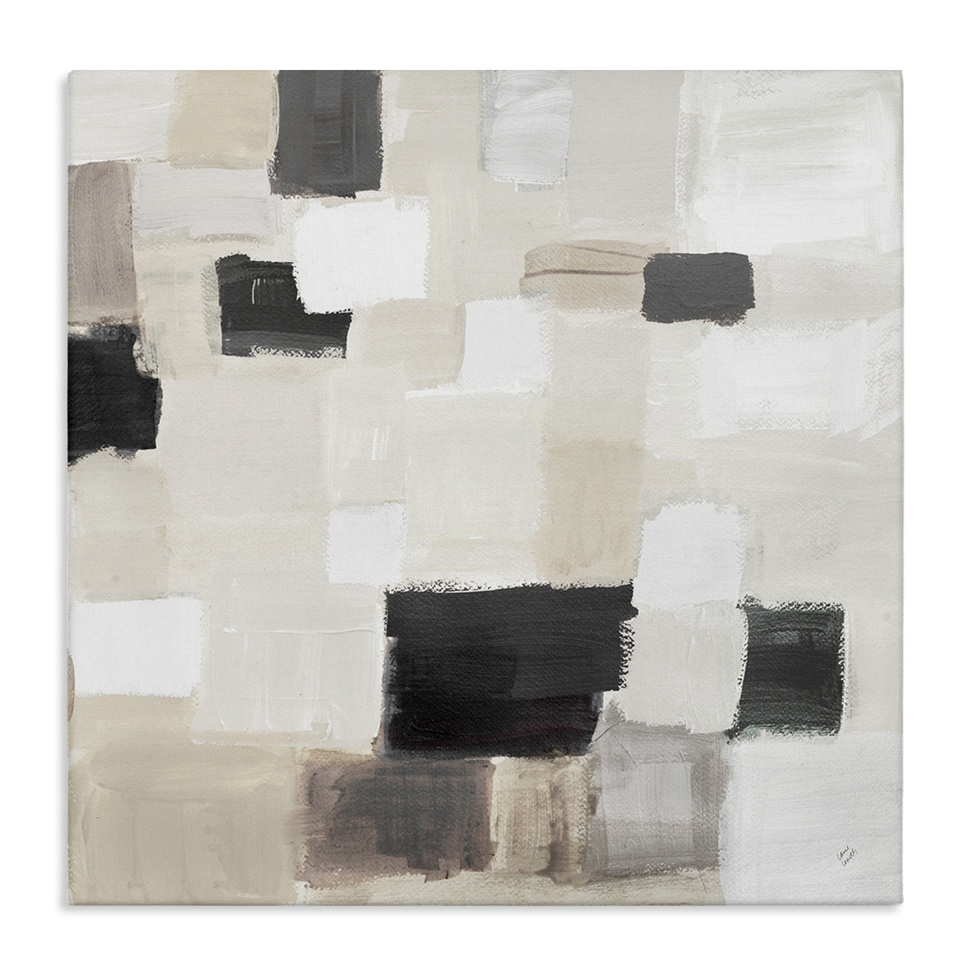 Stupell Industries Natural Square Patchwork Abstract Painting Gallery Wrapped Canvas Art Print Wall Art, 24 x 24