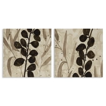 Stupell Industries Natural Tone Sprouting Leaves Floral Painting Wrapped Canvas Canvas Art Print Wall Art, 17 x 17, Set of 2