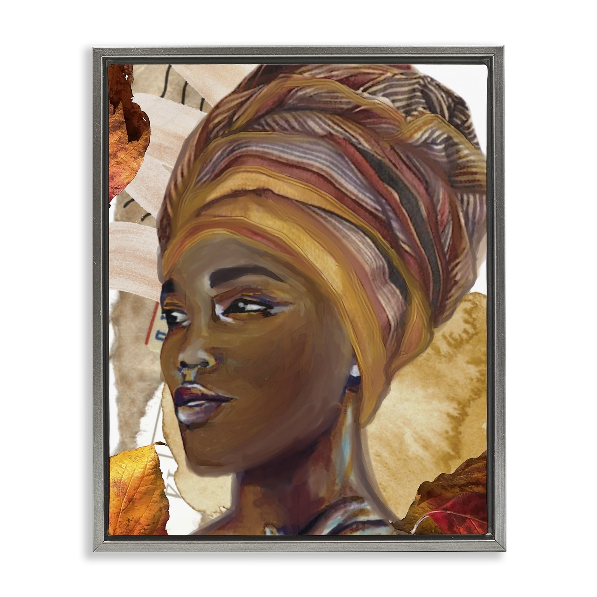 Stupell Industries Natural Tone Woman Portrait People Painting Gray Floater Framed Canvas Art Print Wall Art, 17 x 21