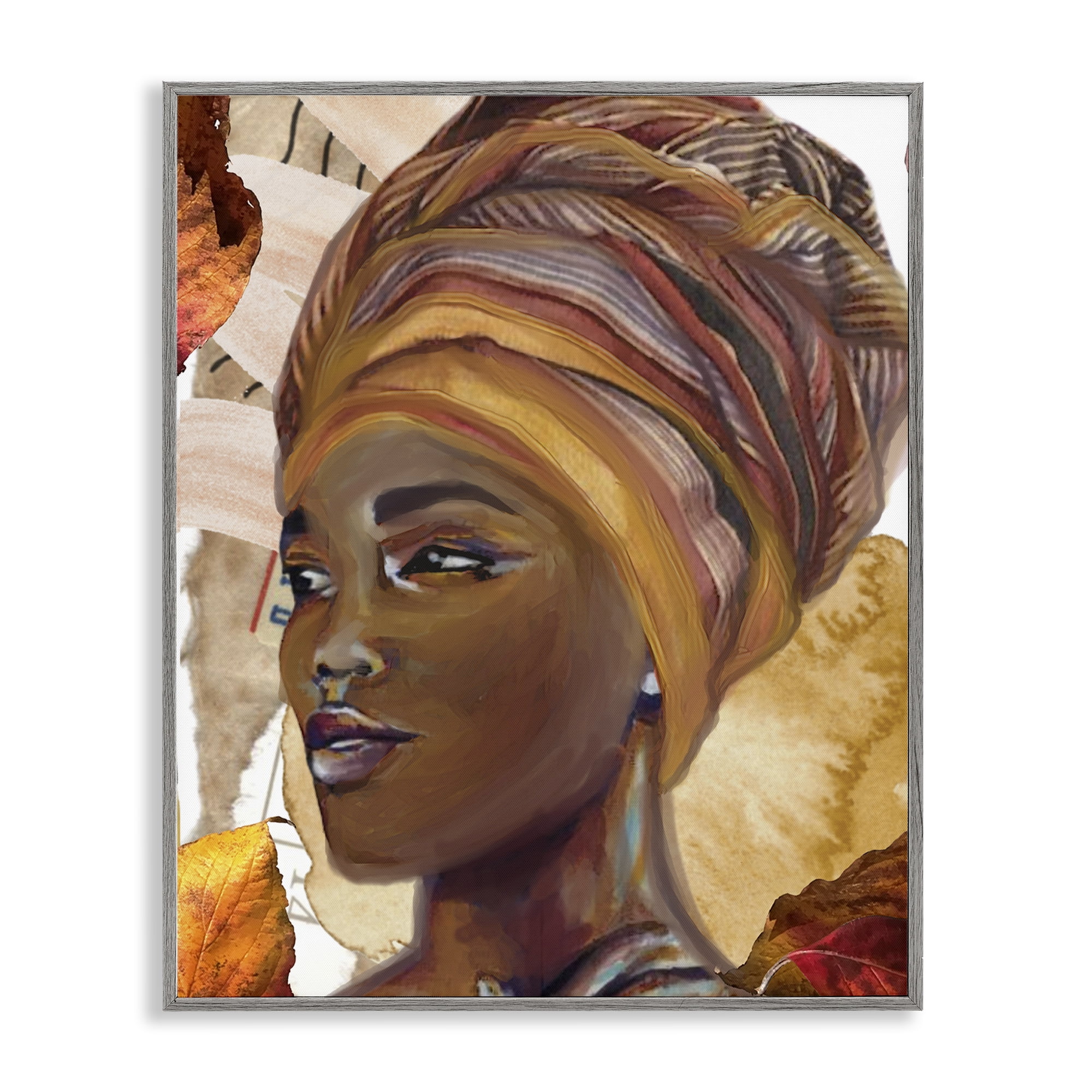 Stupell Industries Natural Tone Woman Portrait People Painting Gray Framed Art Print Wall Art, 24 x 30