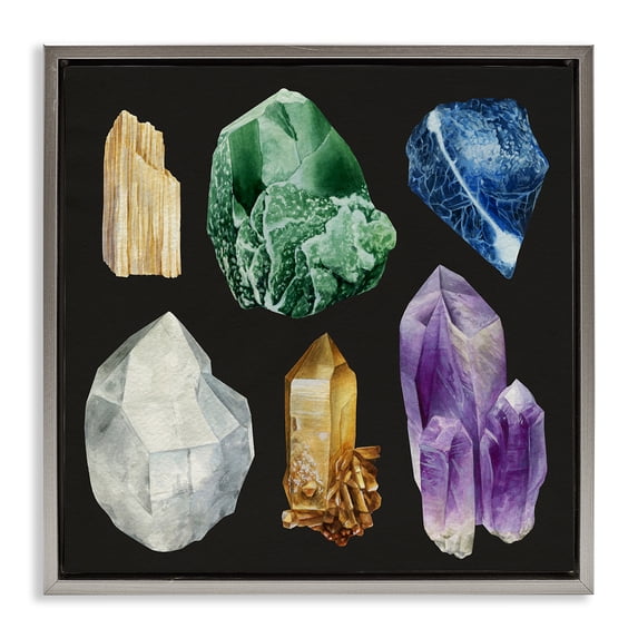 Stupell Industries Southwestern Natural Varied Gemstones Gray Floating Frame Canvas Art, 25 x 25, by Grace Popp