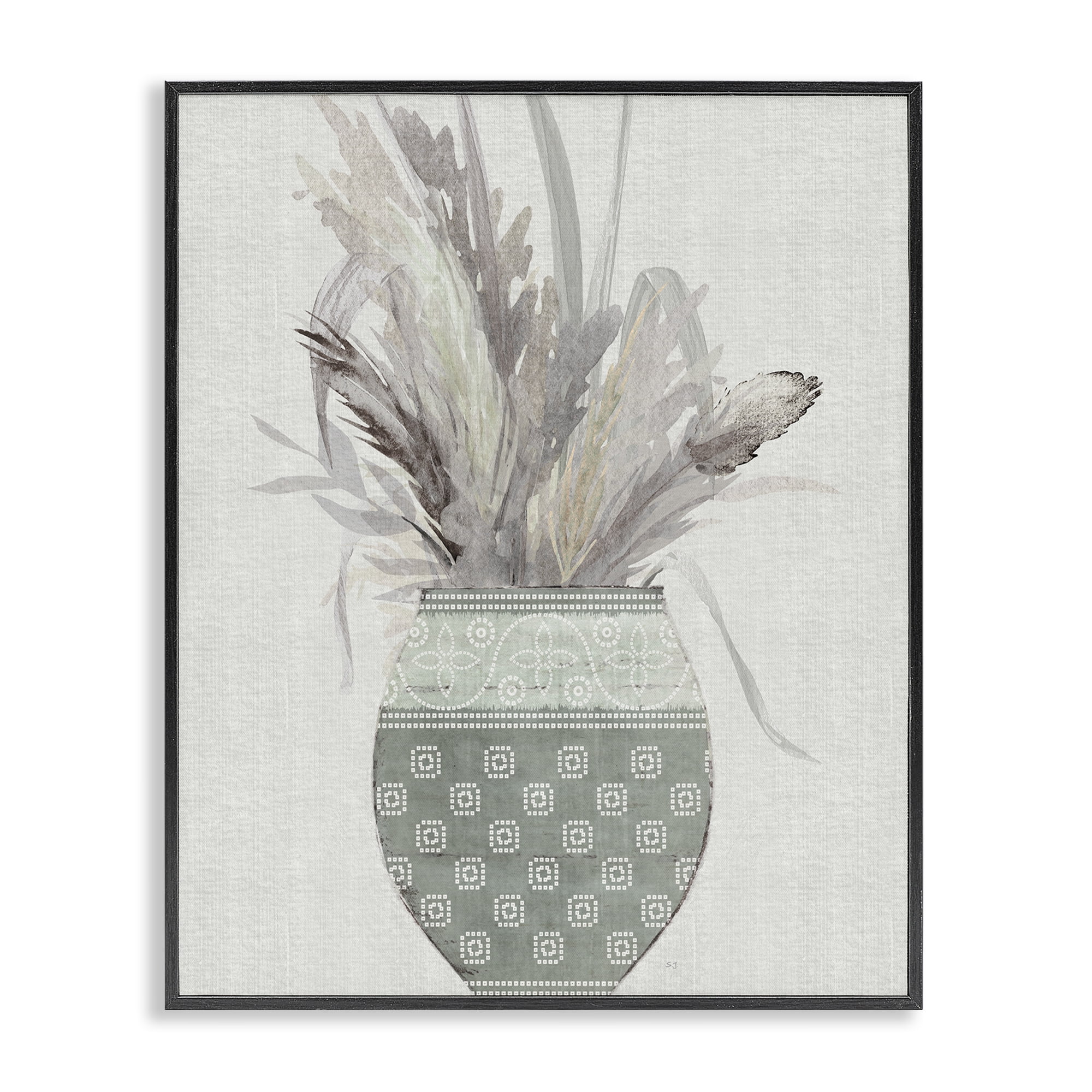 Stupell Industries Natural Wheat Bouquet Plants & Flowers Painting Black Framed Art Print Wall Art, 16 x 20