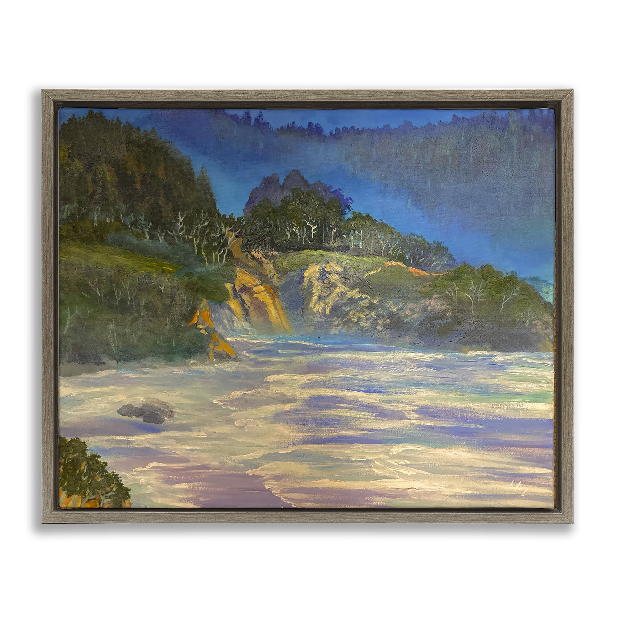 Stupell Industries Natural Wilderness Coastline Brown Framed Floater Canvas Wall Art, design by Lee Ann Zirbes