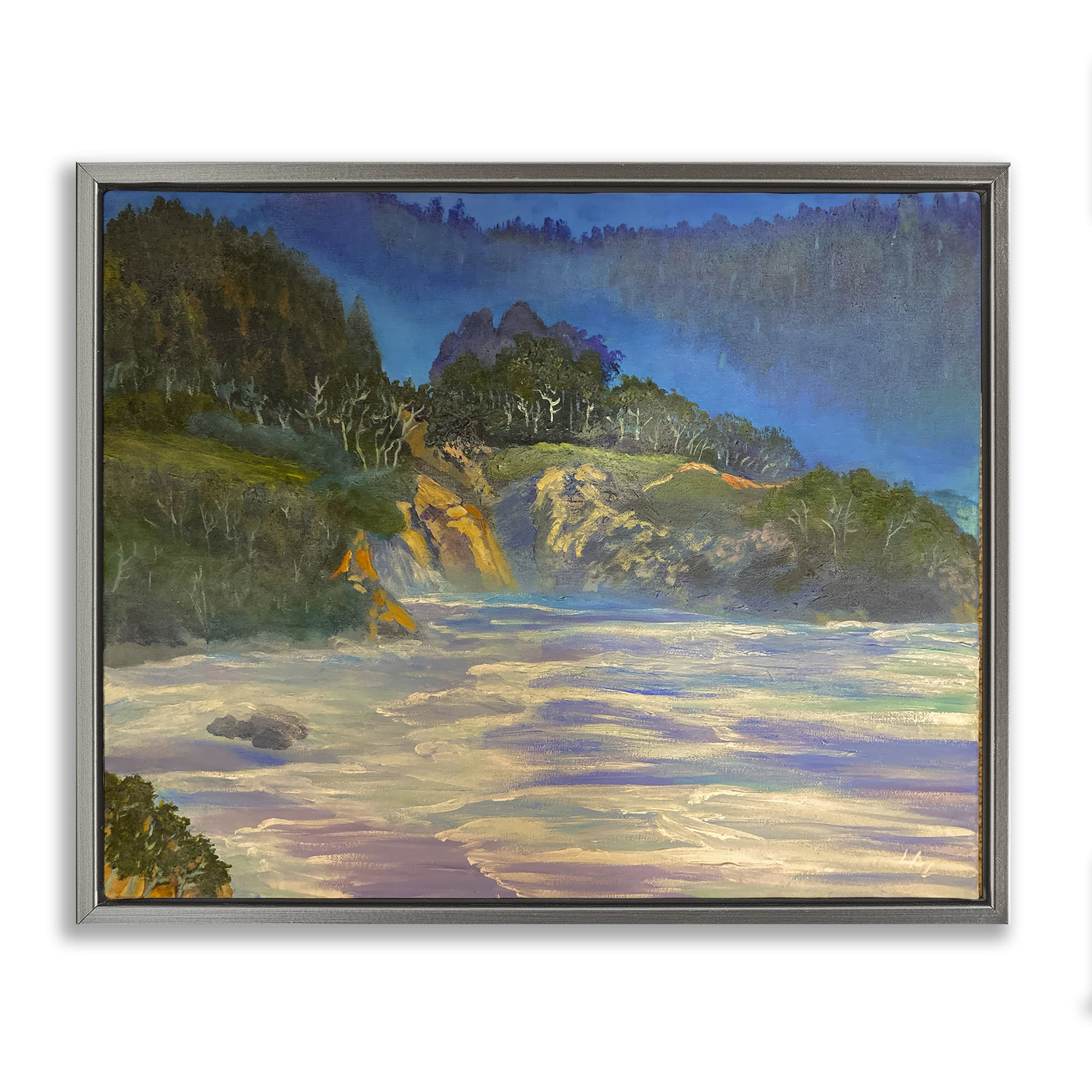 Stupell Industries Natural Wilderness Coastline Gray Framed Floater Canvas Wall Art, design by Lee Ann Zirbes