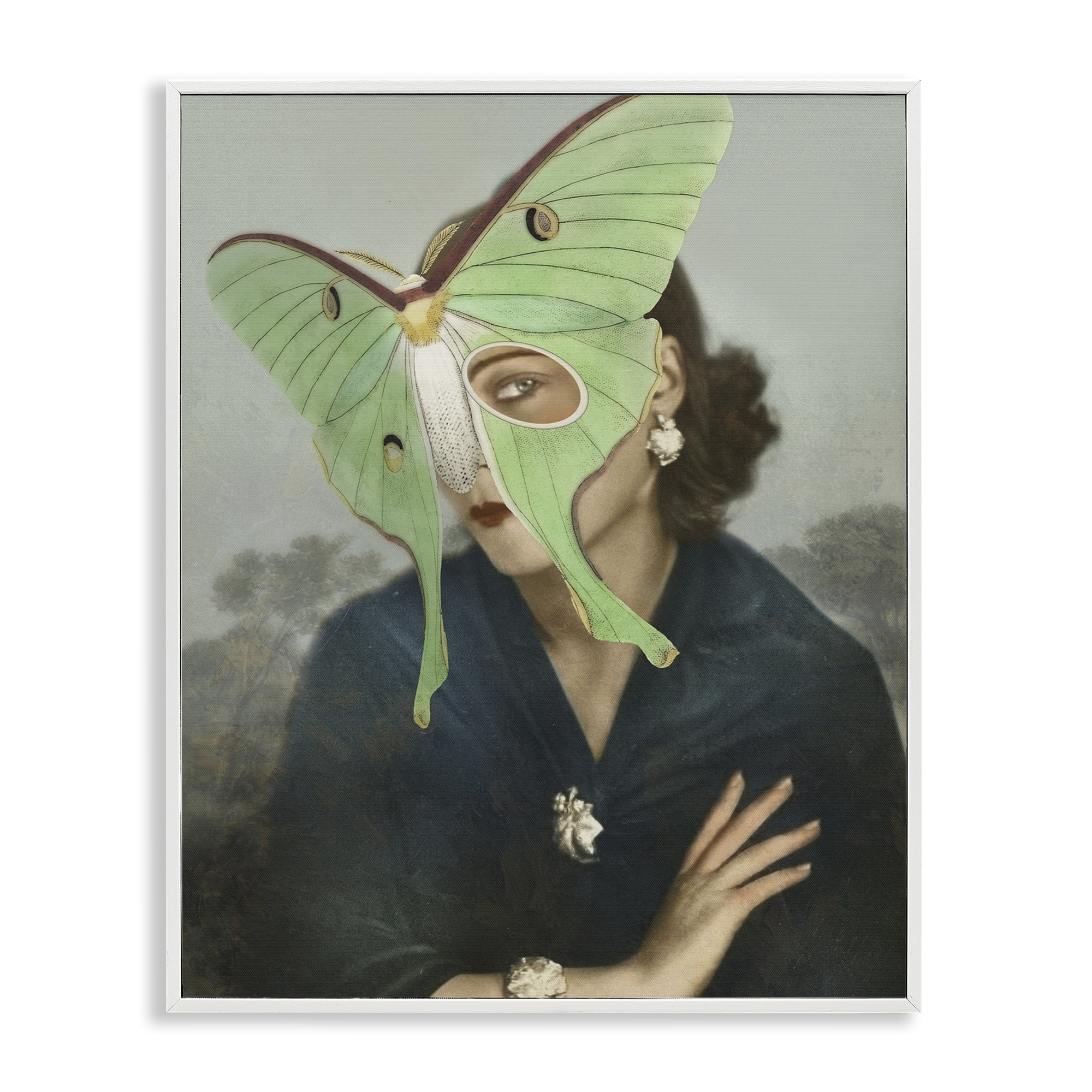 Stupell Industries Naturalist Portrait with Moth White Framed Giclee Art, design by Victoria Barnes