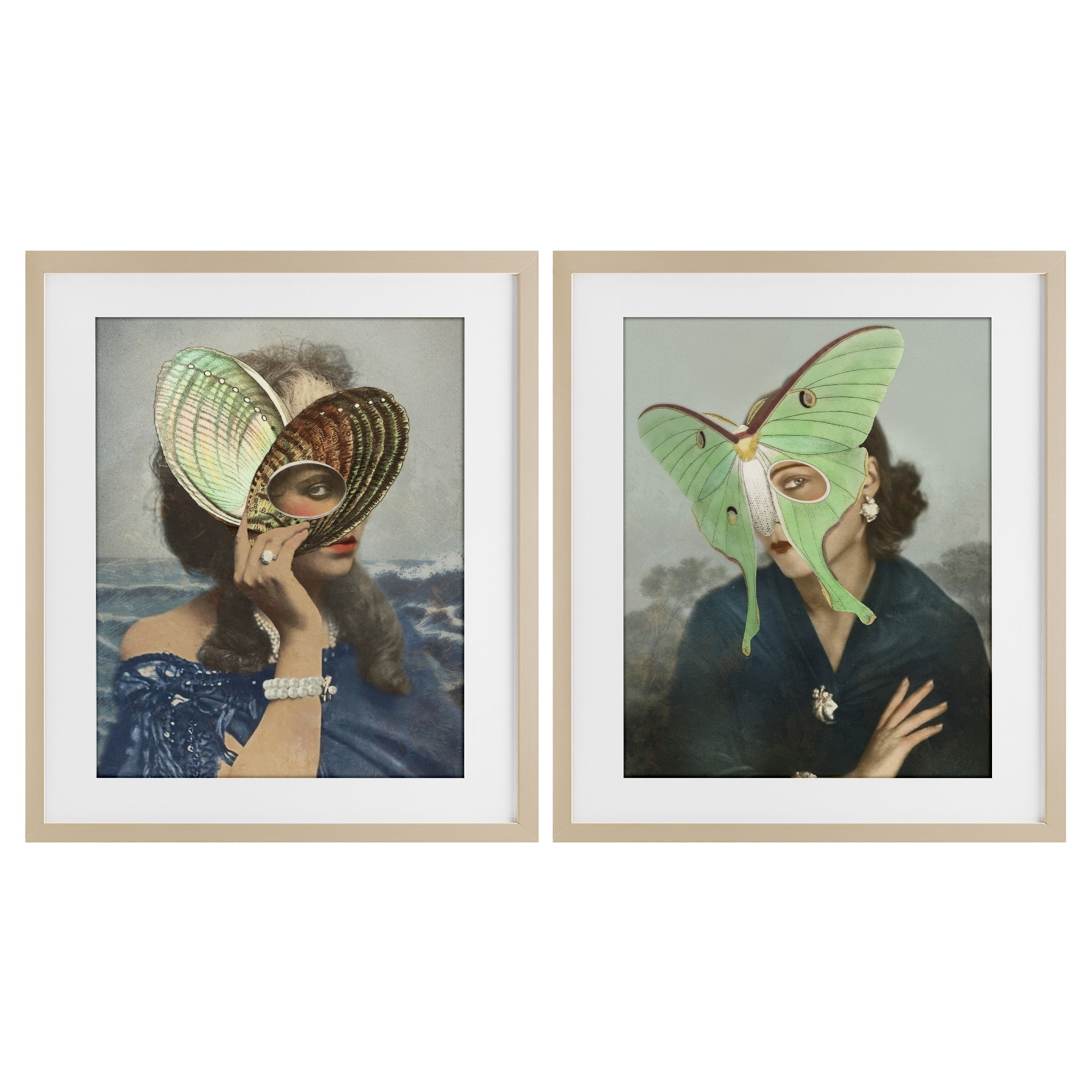 Stupell Industries Naturalist Women Portraits 2 Piece Birch Framed Print Under Glass Set, design by Victoria Barnes