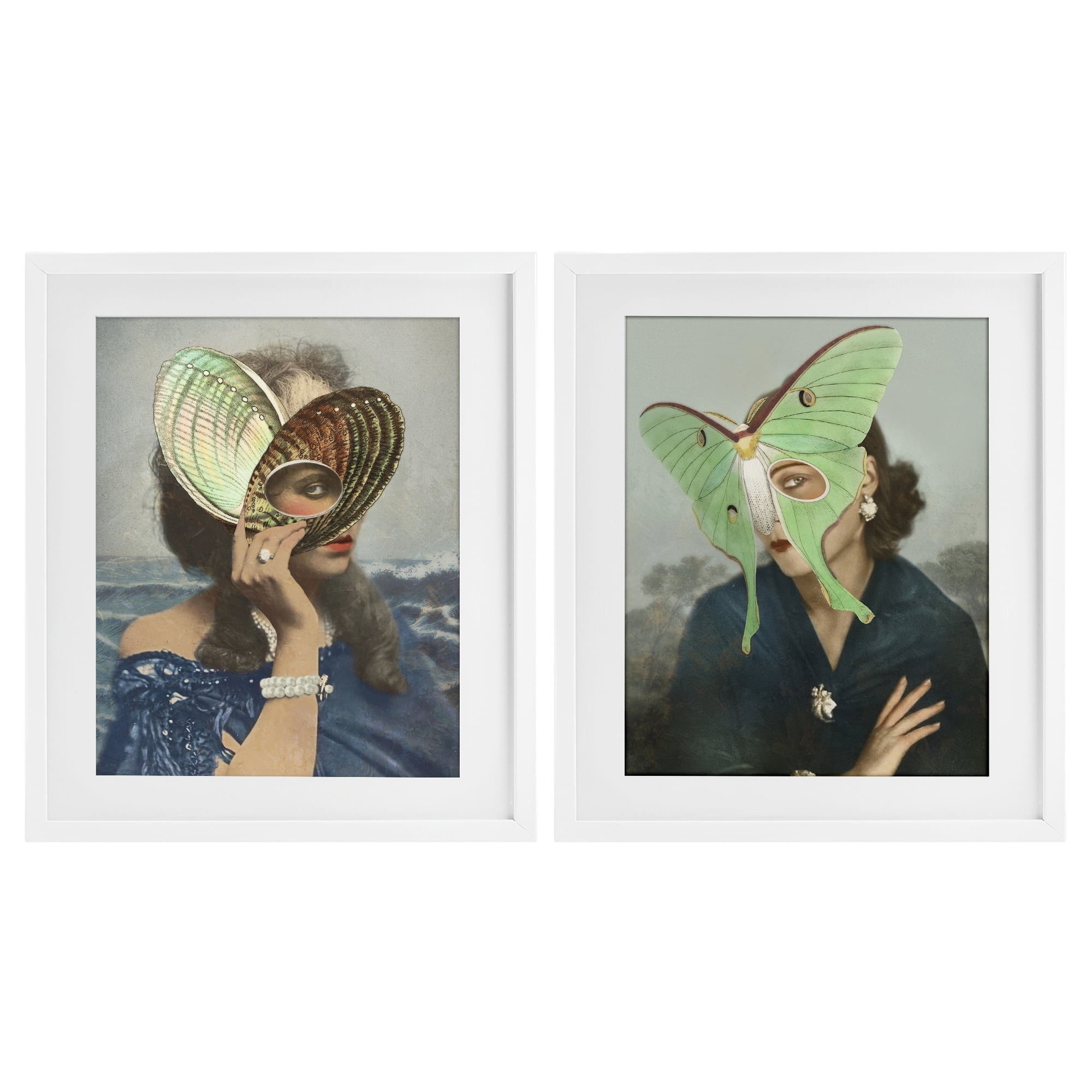 Stupell Industries Naturalist Women Portraits 2 Piece White Framed Print Under Glass Set, design by Victoria Barnes