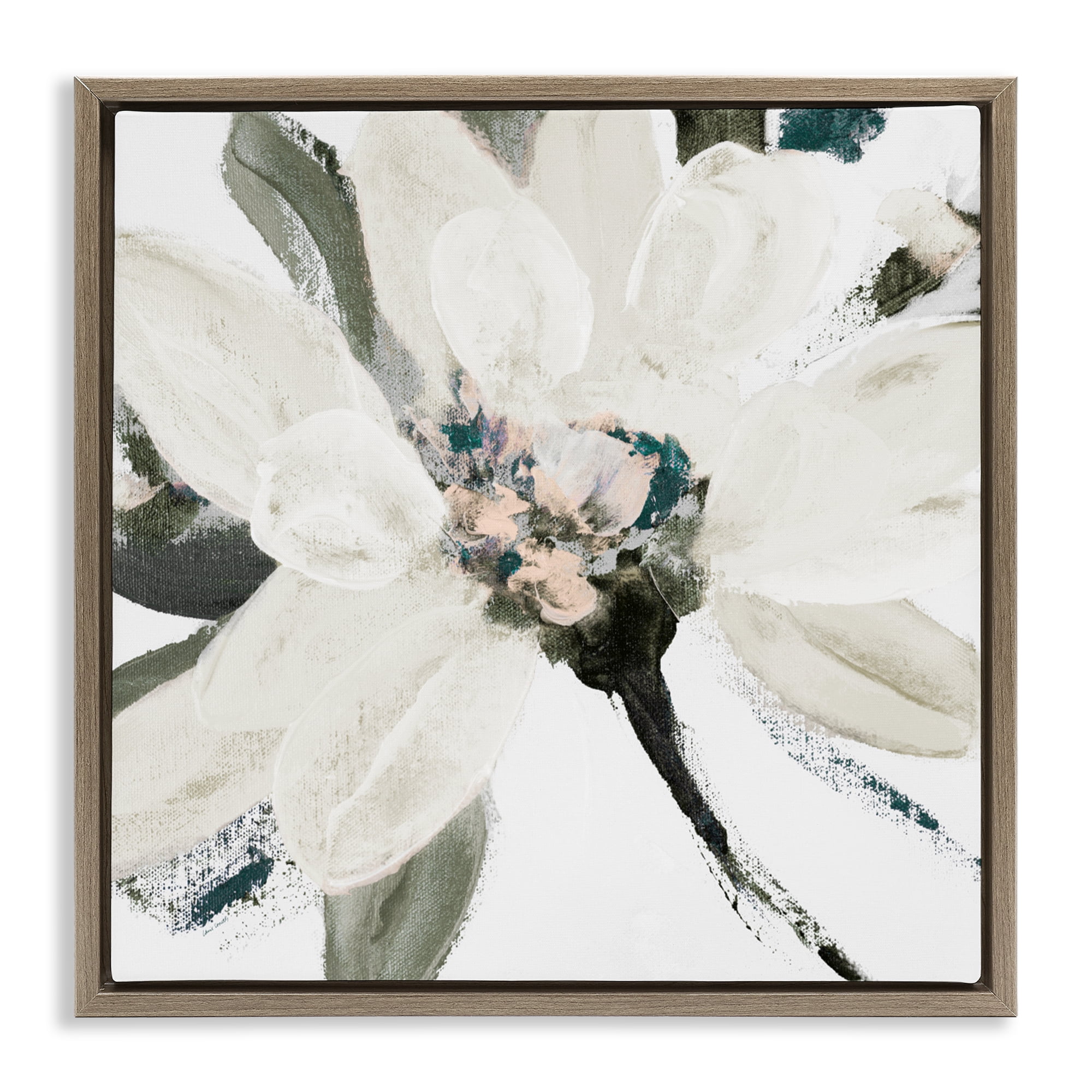 Stupell Industries Naturally Blooming Botanical Brown Framed Floater Canvas Wall Art, design by Lanie Loreth