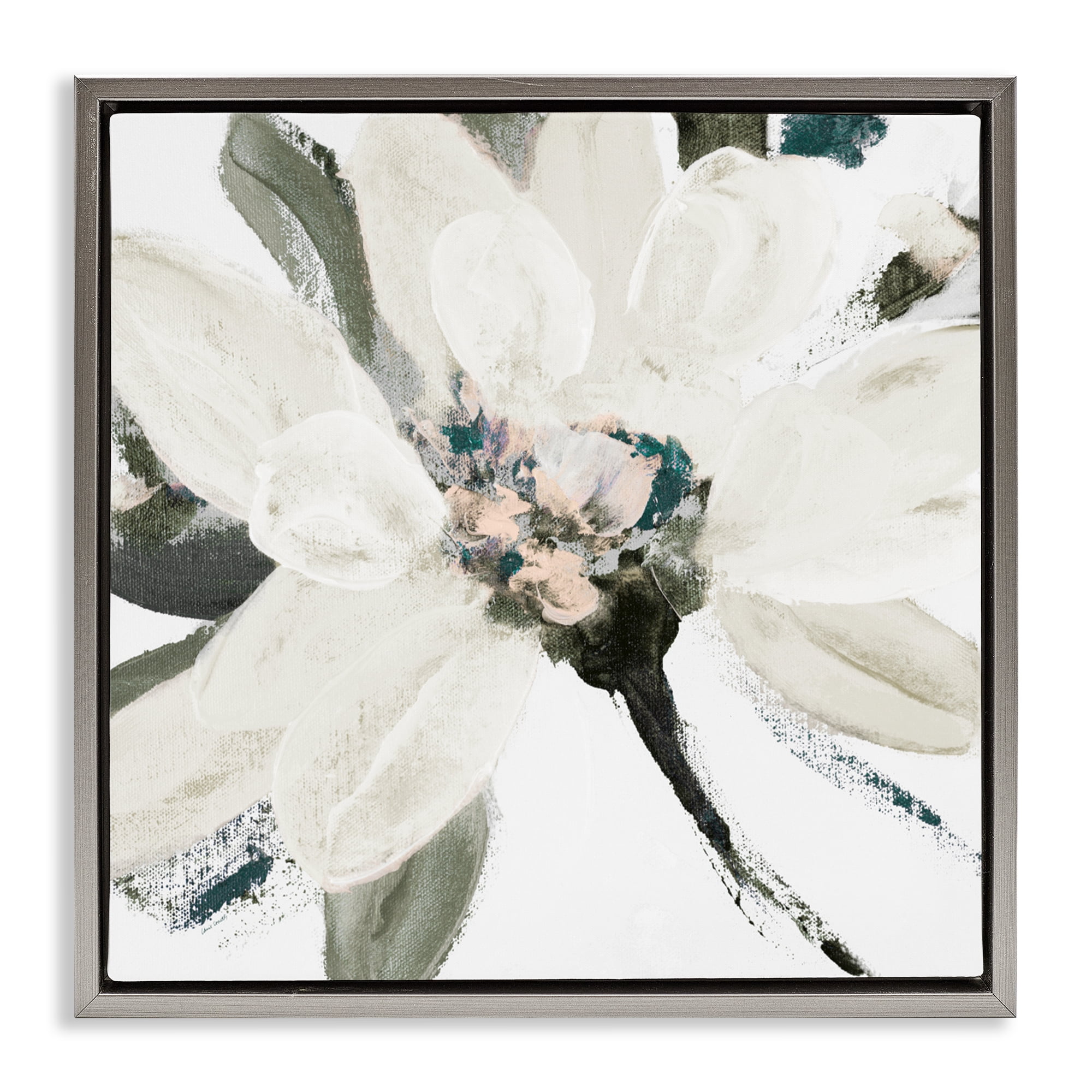 Stupell Industries Naturally Blooming Botanical Gray Framed Floater Canvas Wall Art, design by Lanie Loreth