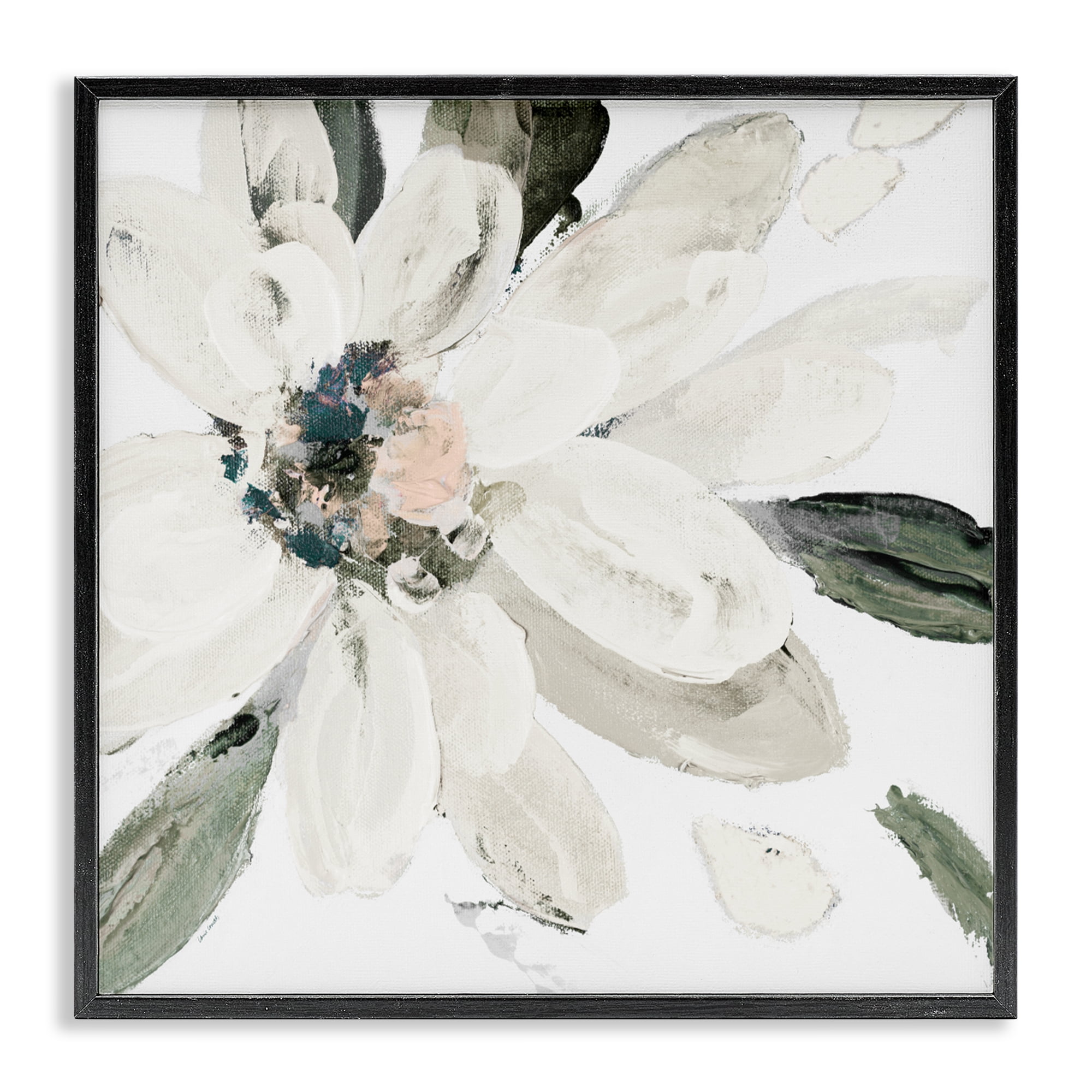 Stupell Industries Naturally Blooming White Flower Black Framed Giclee Art, design by Lanie Loreth