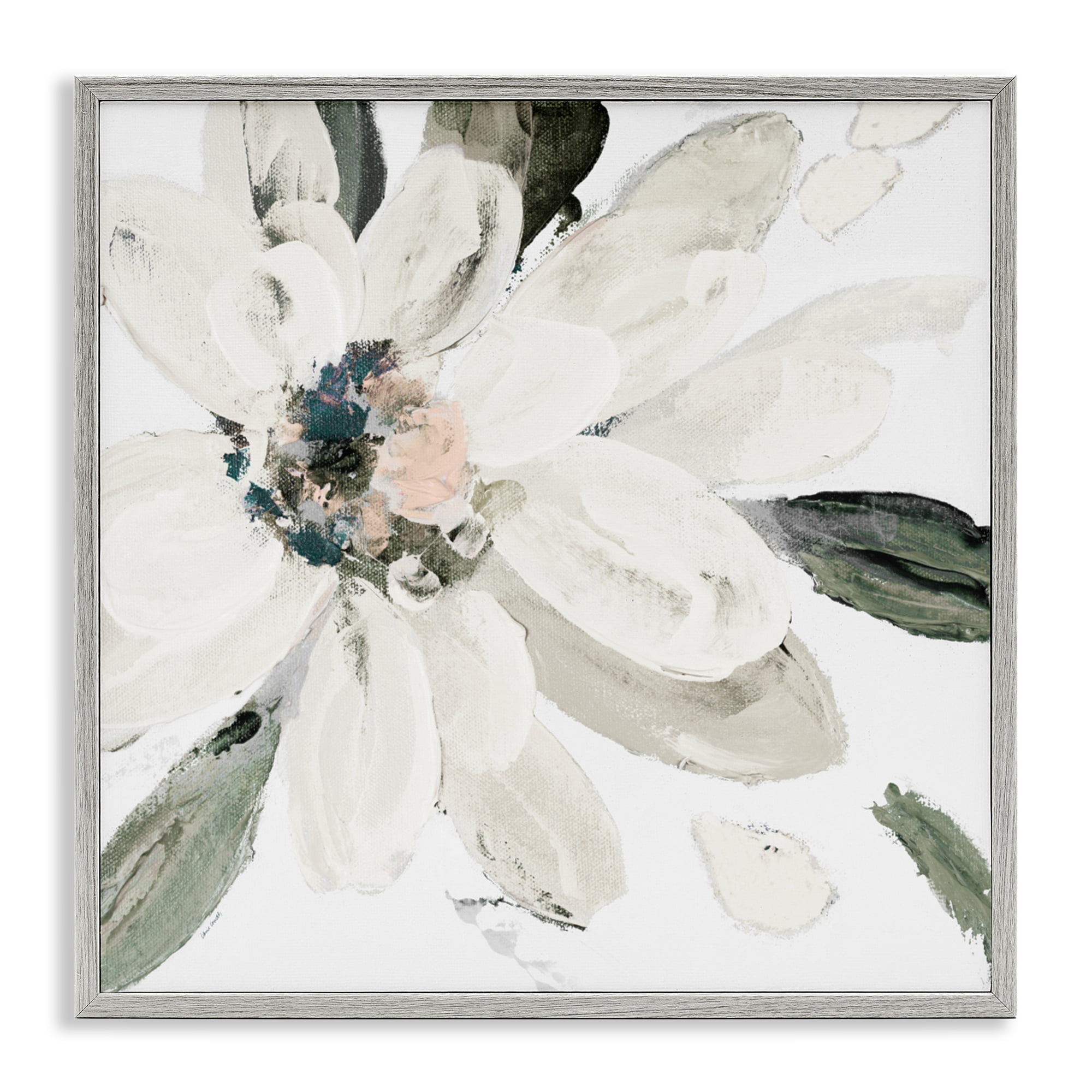 Stupell Industries Naturally Blooming White Flower Gray Framed Giclee Art, design by Lanie Loreth