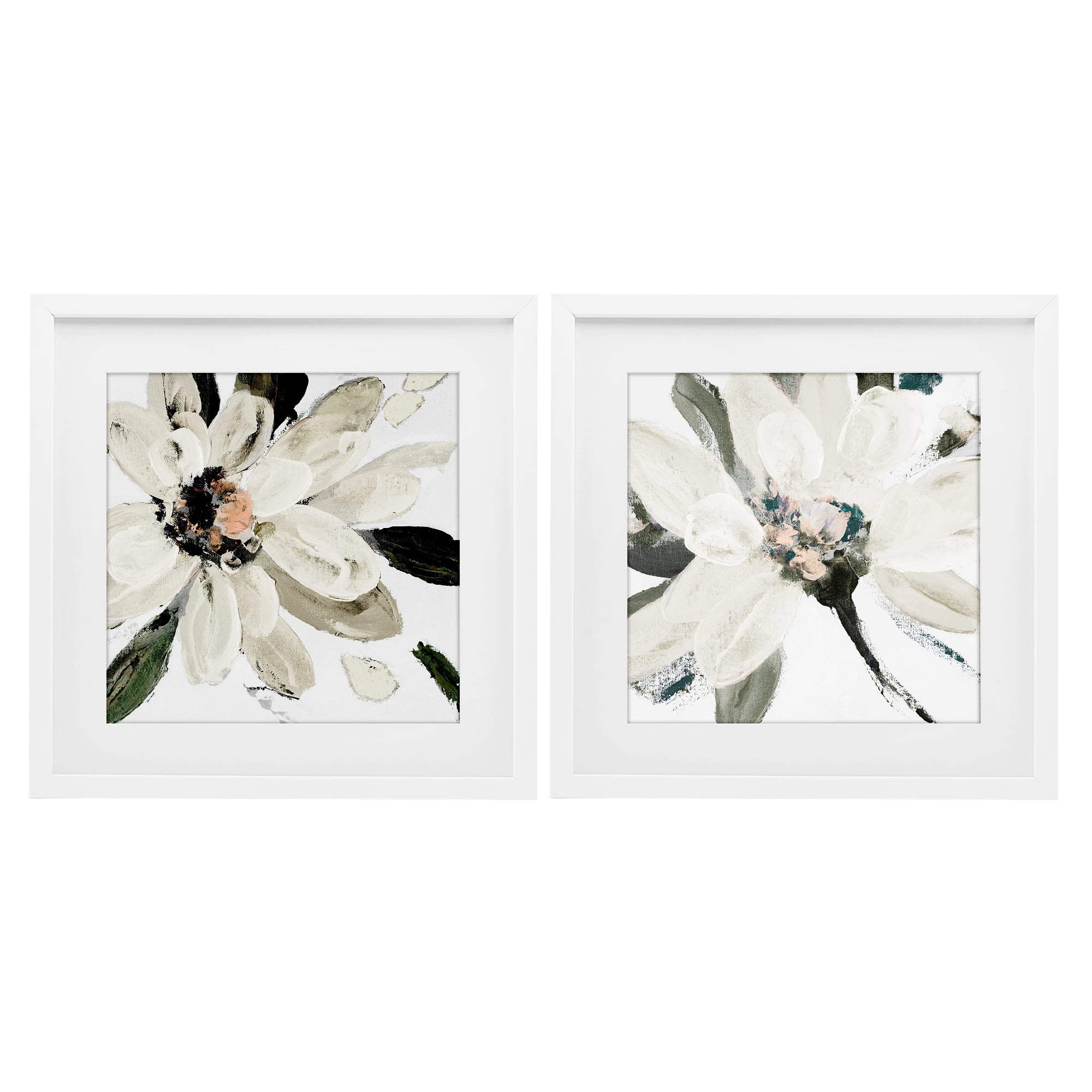 Stupell Industries Naturally Blooming White Flowers 2 Piece White Framed Print Under Glass Set, design by Lanie Loreth