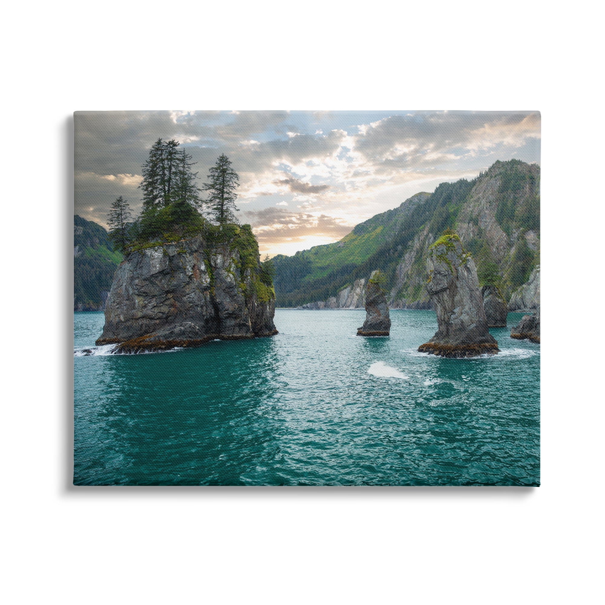 Stupell Industries Nature Cliffs Jutting from Sea Landscape Photography Gallery Wrapped Canvas Art Print Wall Art, 30 x 24